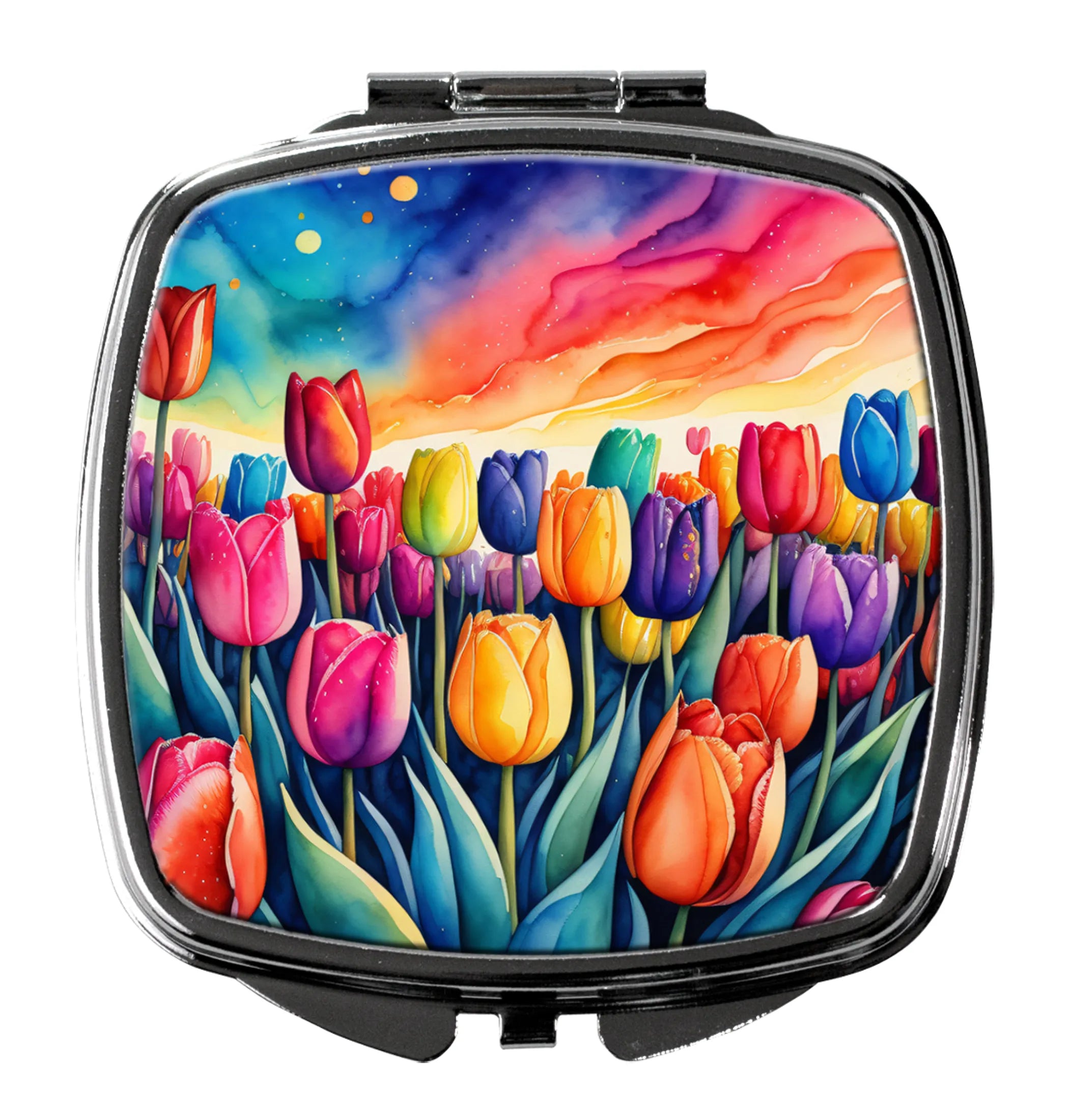 Colorful Flowers Compact Mirror - Pack Of: 1 | Collection name: Colorful flowers