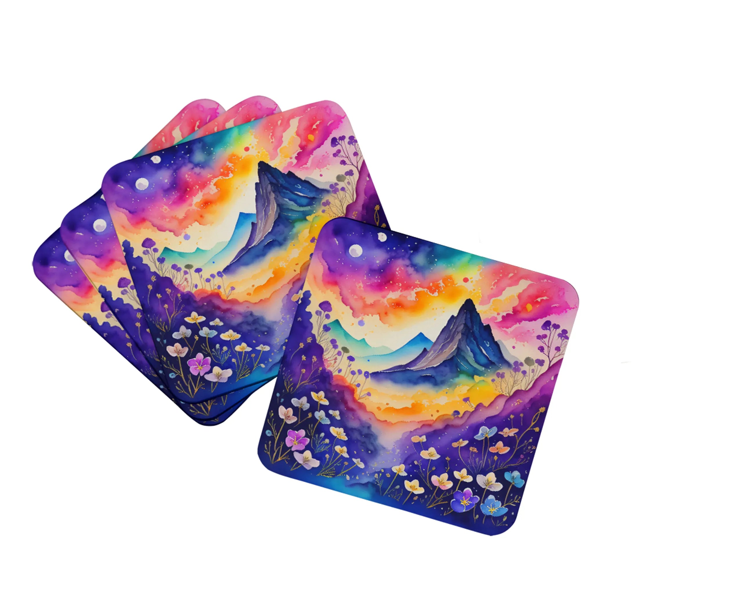 Colorful Flowers Foam Coasters - Size: 3.5 | Pack Of: 1 | Collection name: Colorful flowers