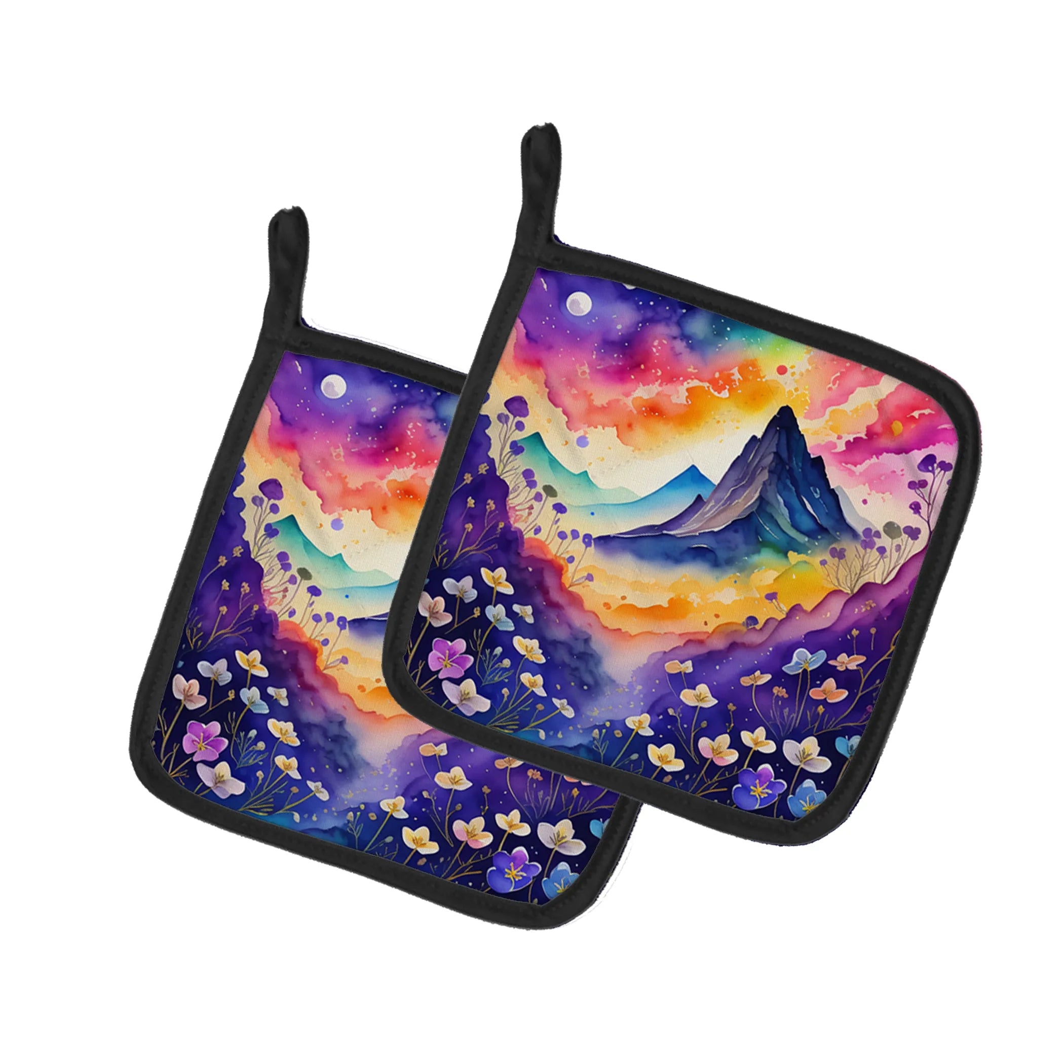Colorful Flowers Pair of Pot Holders - Size: 7.5HX7.5W | Pack Of: 1 | Collection name: Colorful flowers