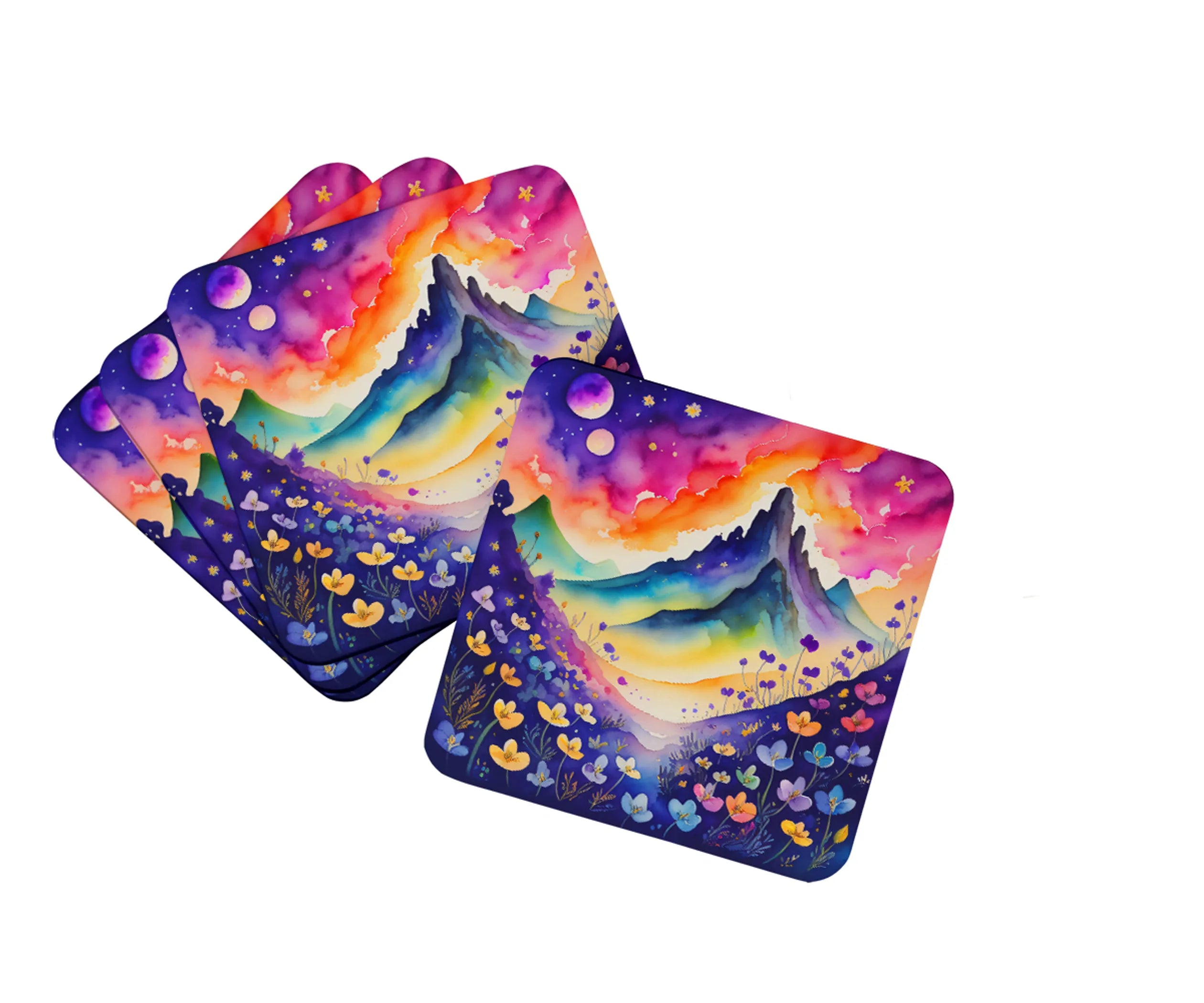Colorful Flowers Foam Coasters - Size: 3.5 | Pack Of: 1 | Collection name: Colorful flowers