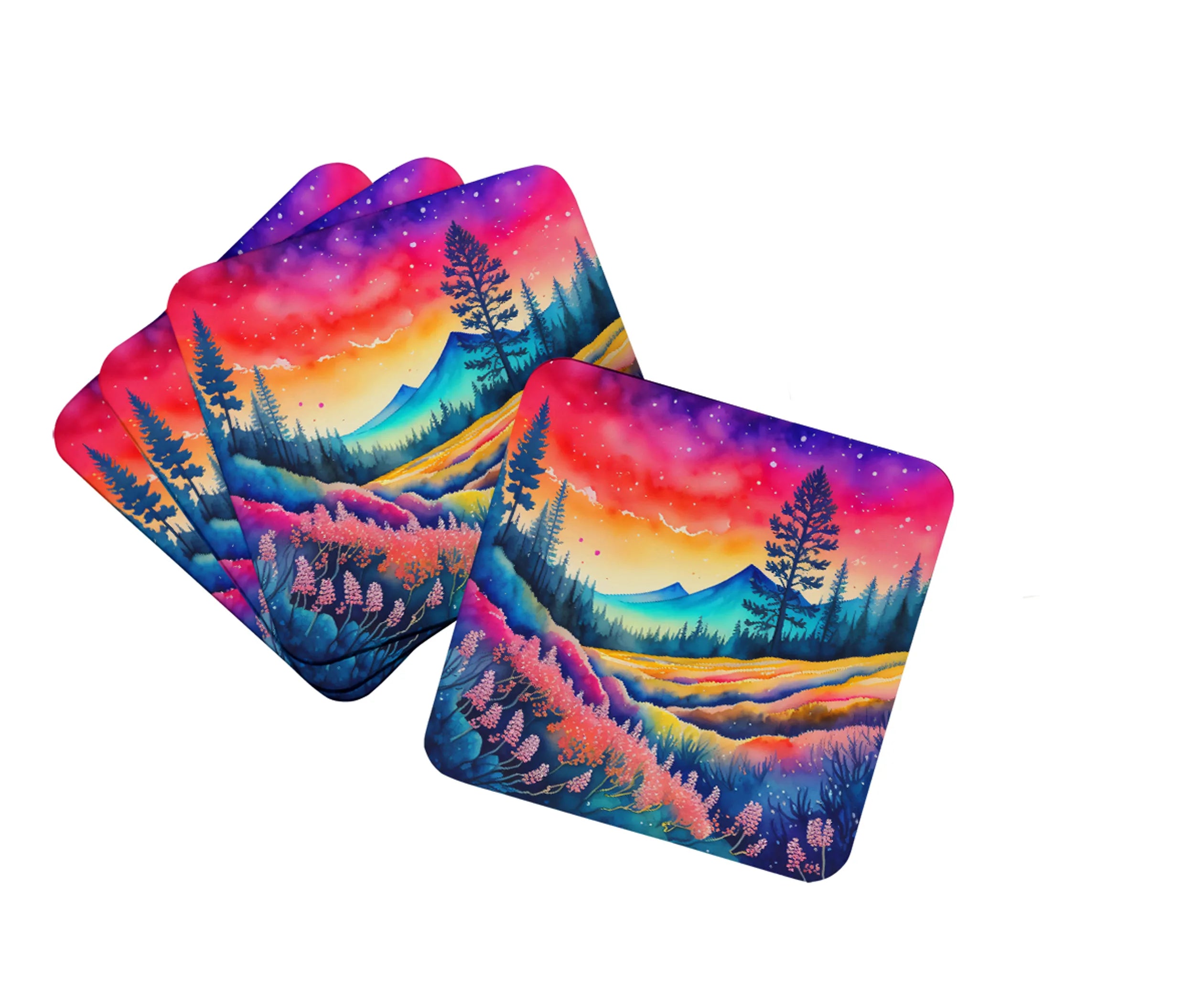 Colorful Flowers Foam Coasters - Size: 3.5 | Pack Of: 1 | Collection name: Colorful flowers