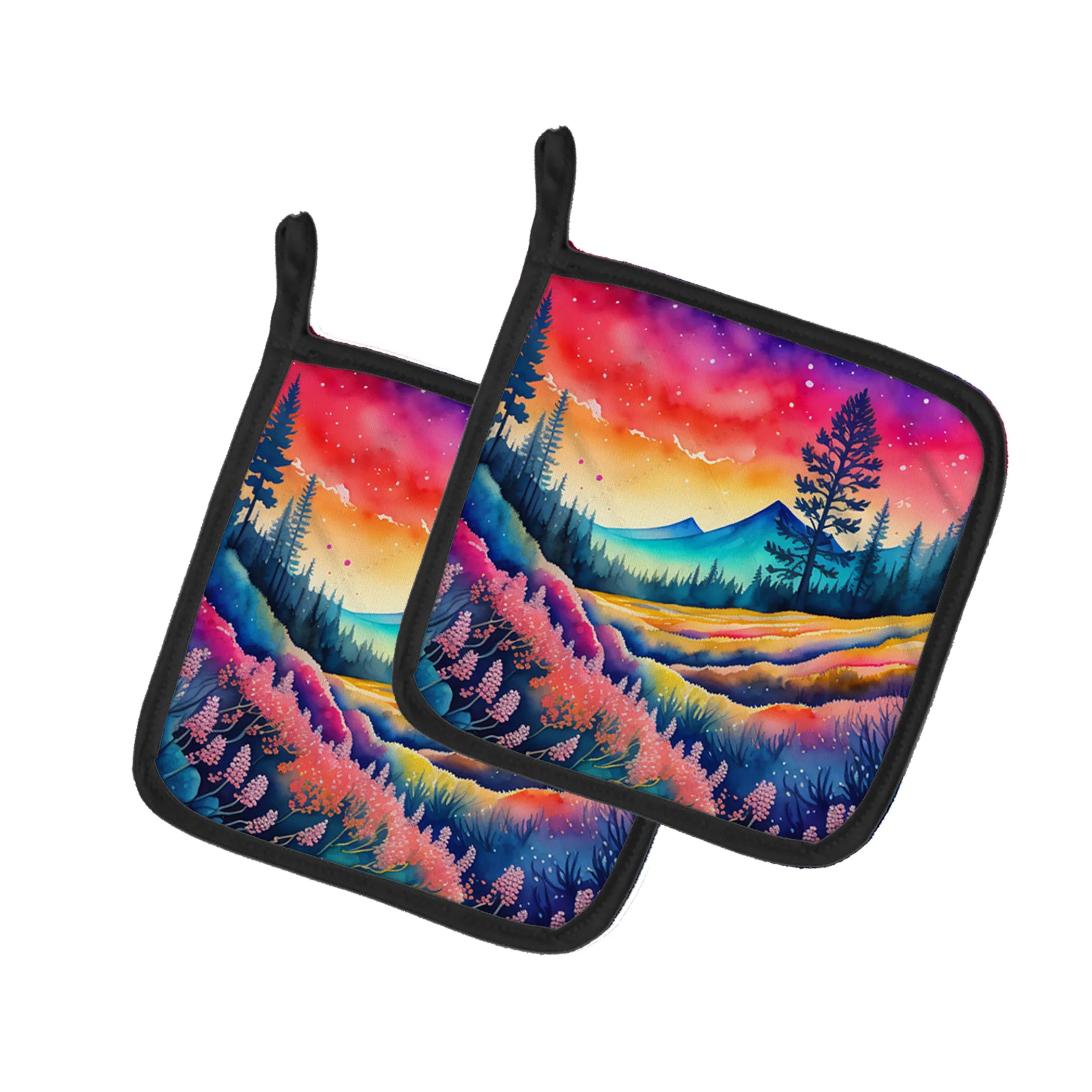 Colorful Flowers Pair of Pot Holders - Size: 7.5HX7.5W | Pack Of: 1 | Collection name: Colorful flowers