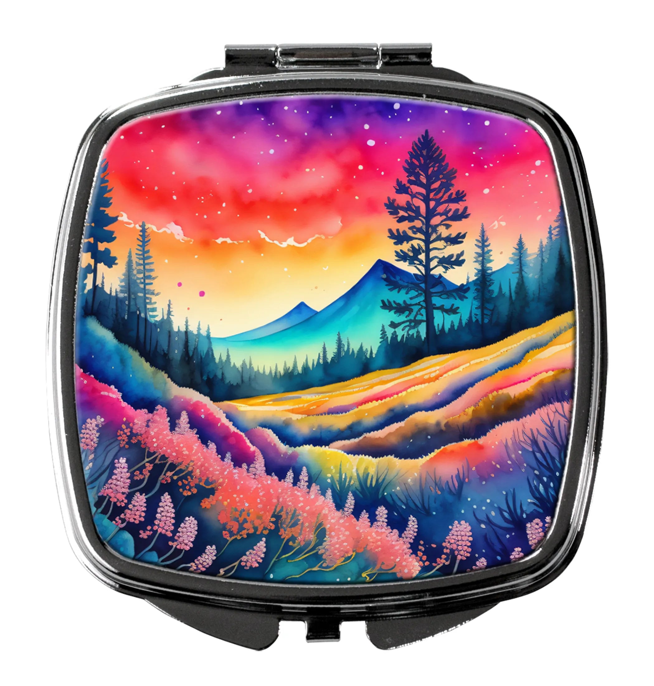 Colorful Flowers Compact Mirror - Pack Of: 1 | Collection name: Colorful flowers