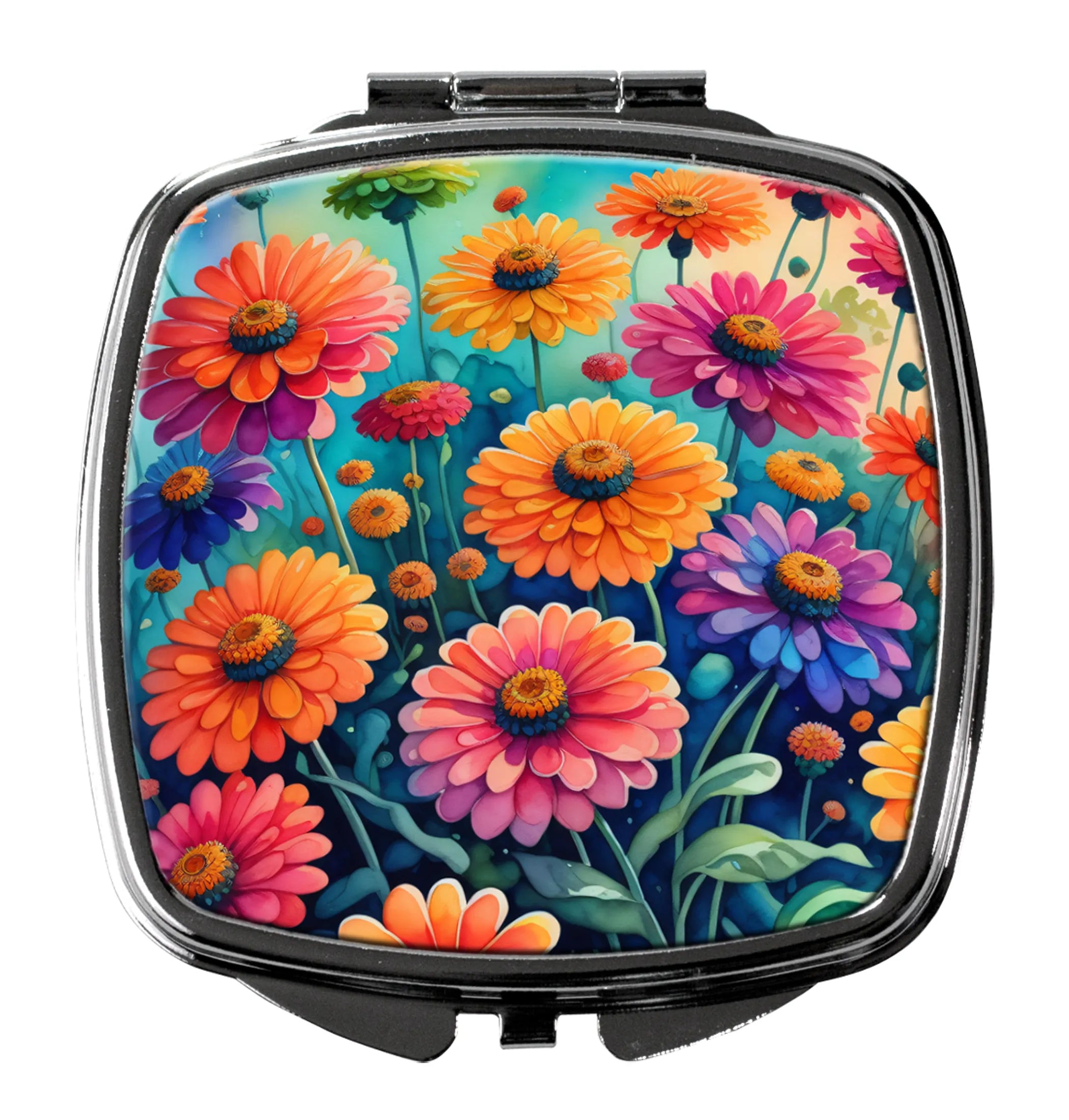 Colorful Flowers Compact Mirror - Pack Of: 1 | Collection name: Colorful flowers