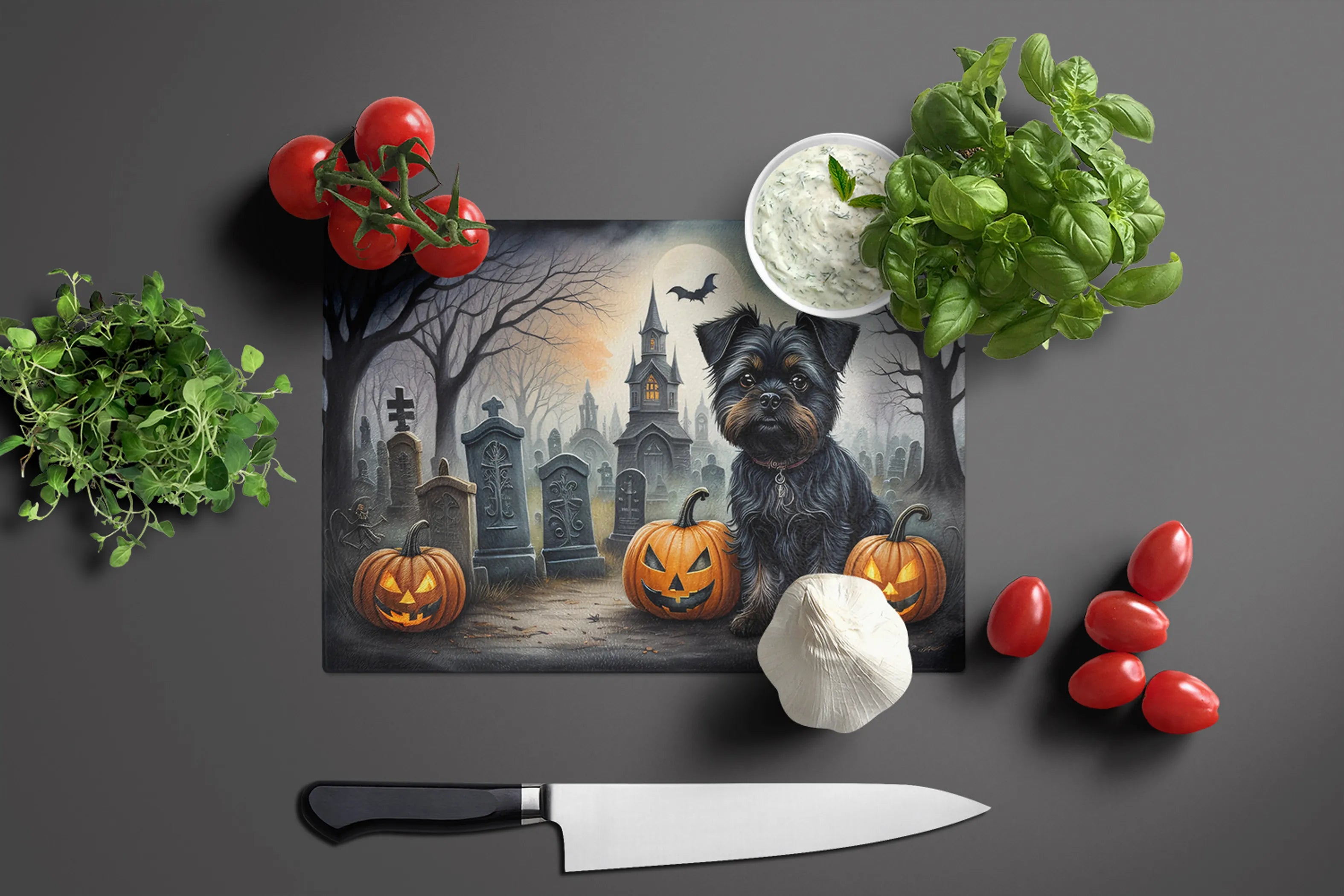 Spooky Halloween Glass Cutting Board - Size: LARGE | Pack Of: 1 | Collection name: Spooky halloween