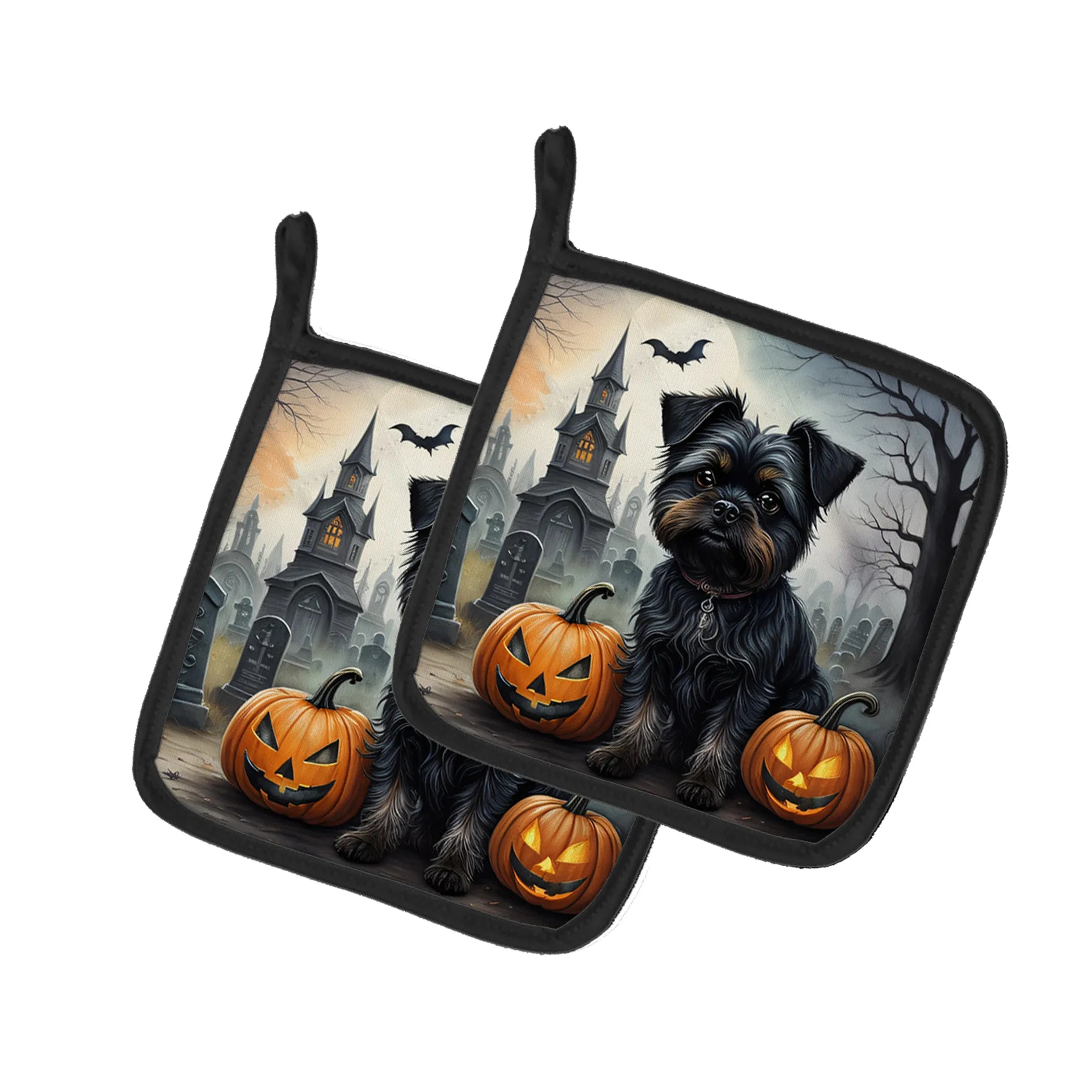 Spooky Halloween Pair of Pot Holders - Size: 7.5HX7.5W | Pack Of: 1 | Collection name: Spooky halloween