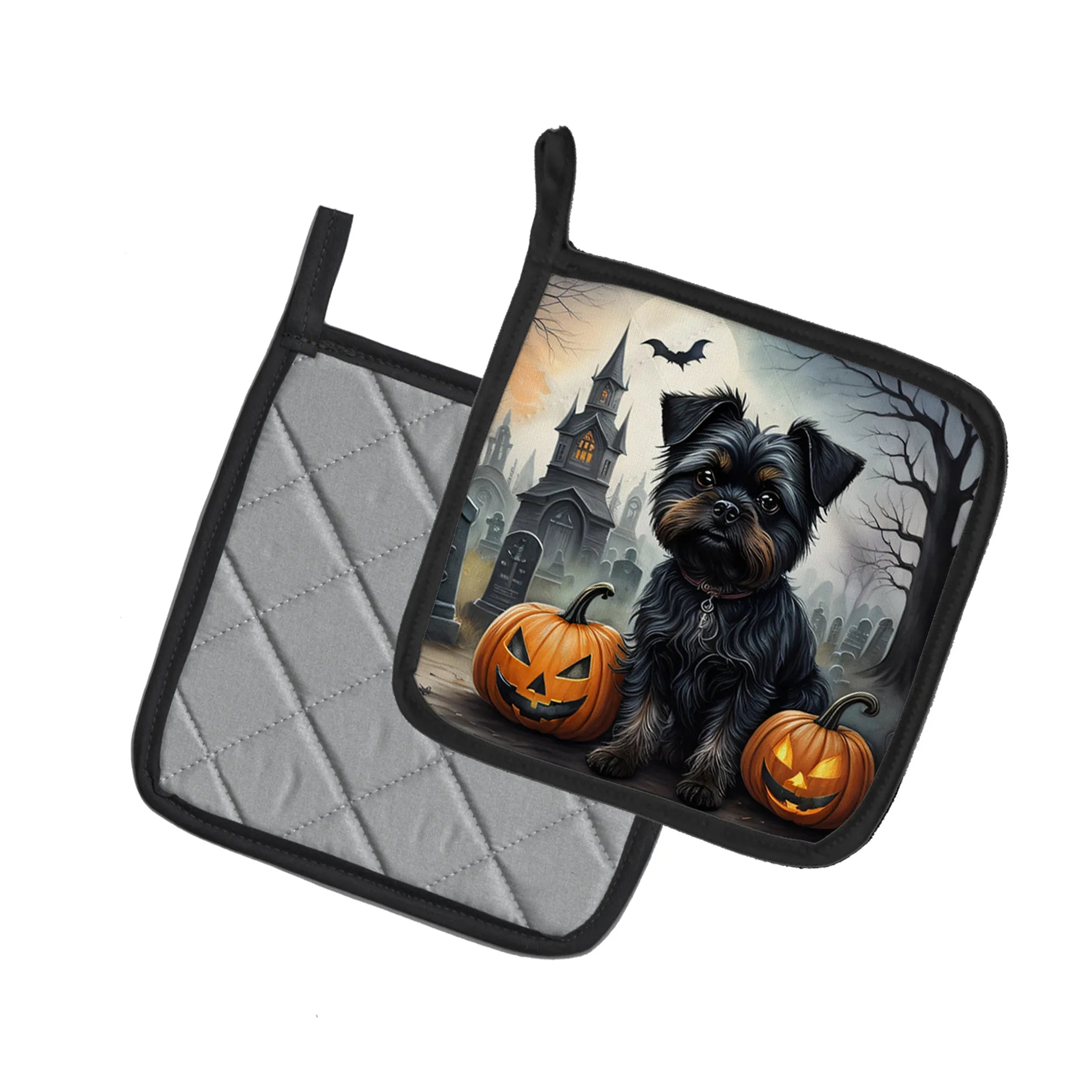 Spooky Halloween Pair of Pot Holders - Size: 7.5HX7.5W | Pack Of: 1 | Collection name: Spooky halloween