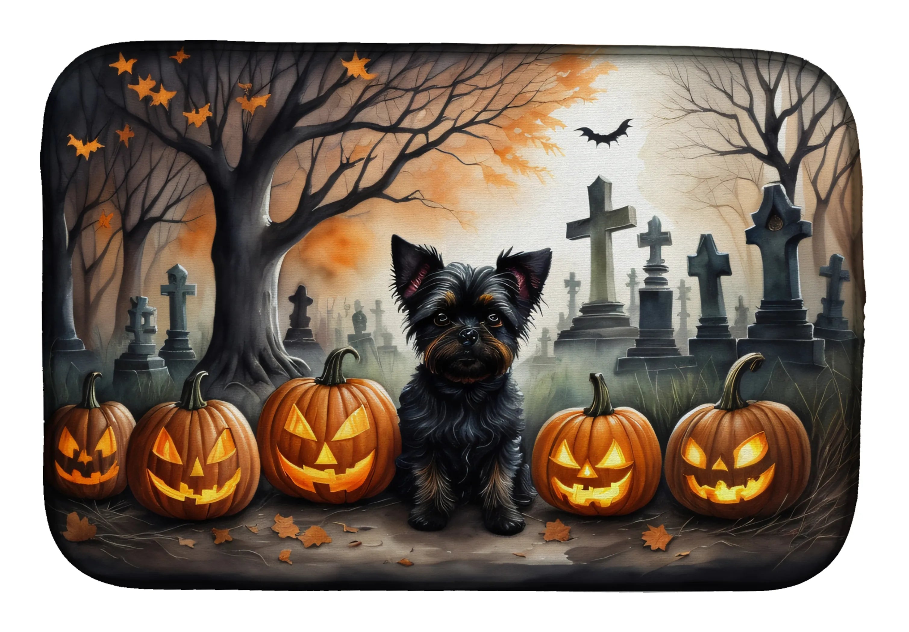 Spooky Halloween Dish Drying Mat - Size: 14  X 21" | Pack Of: 1 | Collection name: Spooky halloween