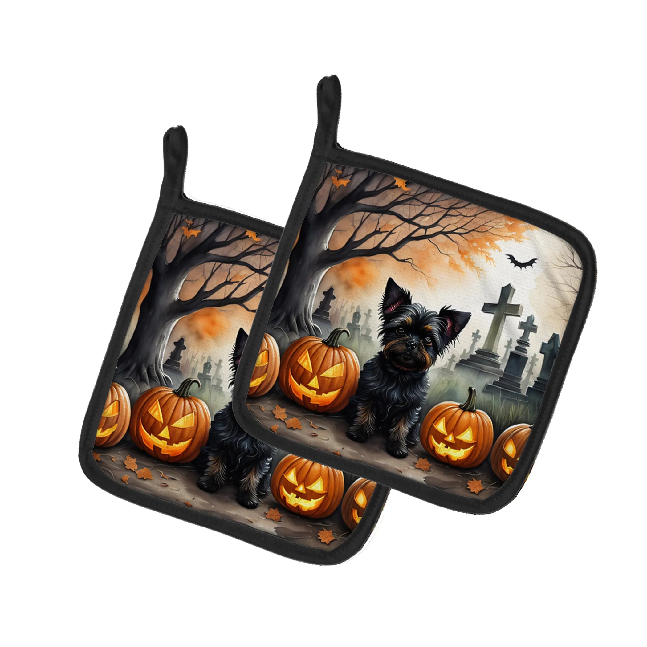 Spooky Halloween Pair of Pot Holders - Size: 7.5HX7.5W | Pack Of: 1 | Collection name: Spooky halloween