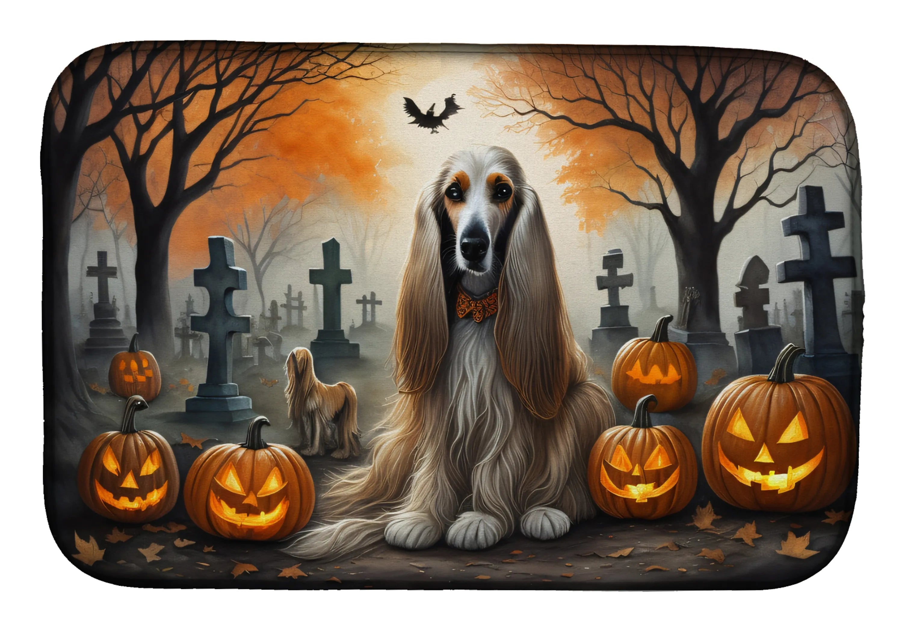 Spooky Halloween Dish Drying Mat - Size: 14  X 21" | Pack Of: 1 | Collection name: Spooky halloween