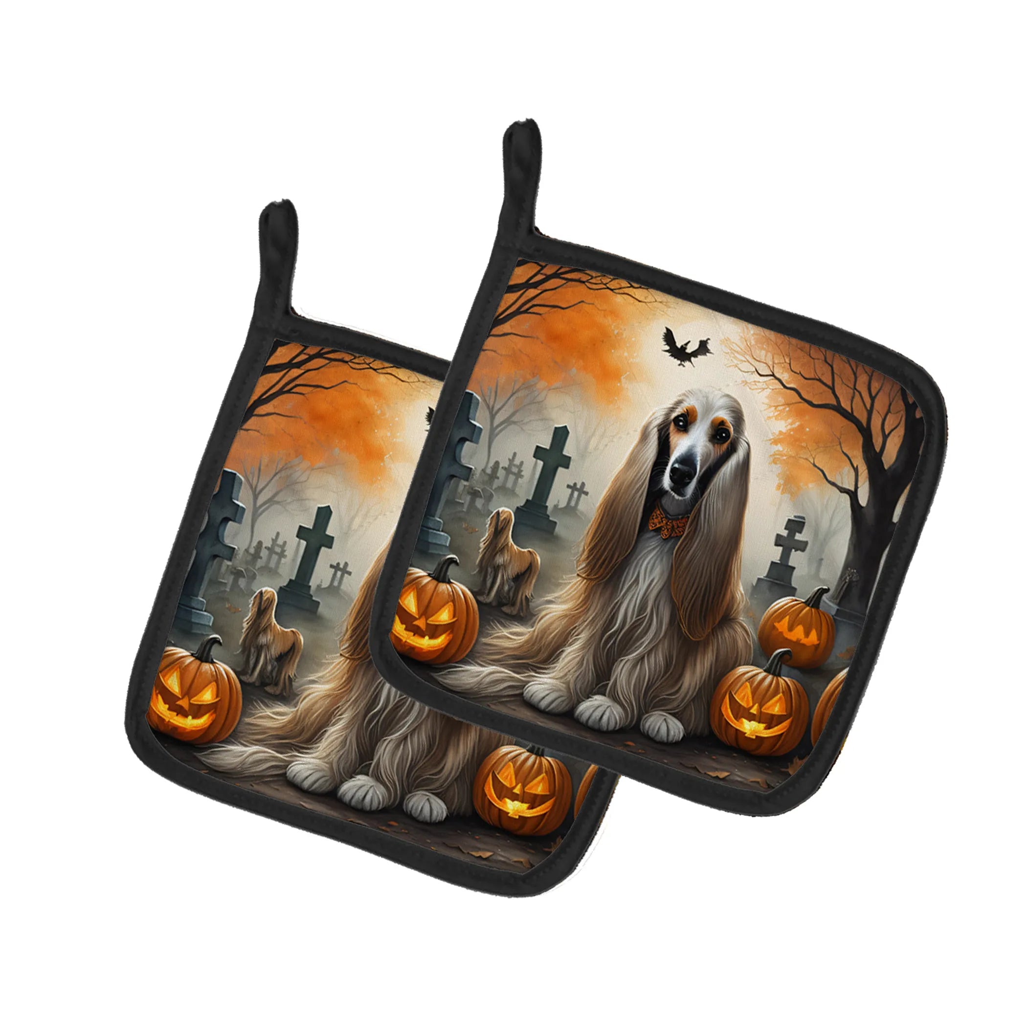Spooky Halloween Pair of Pot Holders - Size: 7.5HX7.5W | Pack Of: 1 | Collection name: Spooky halloween