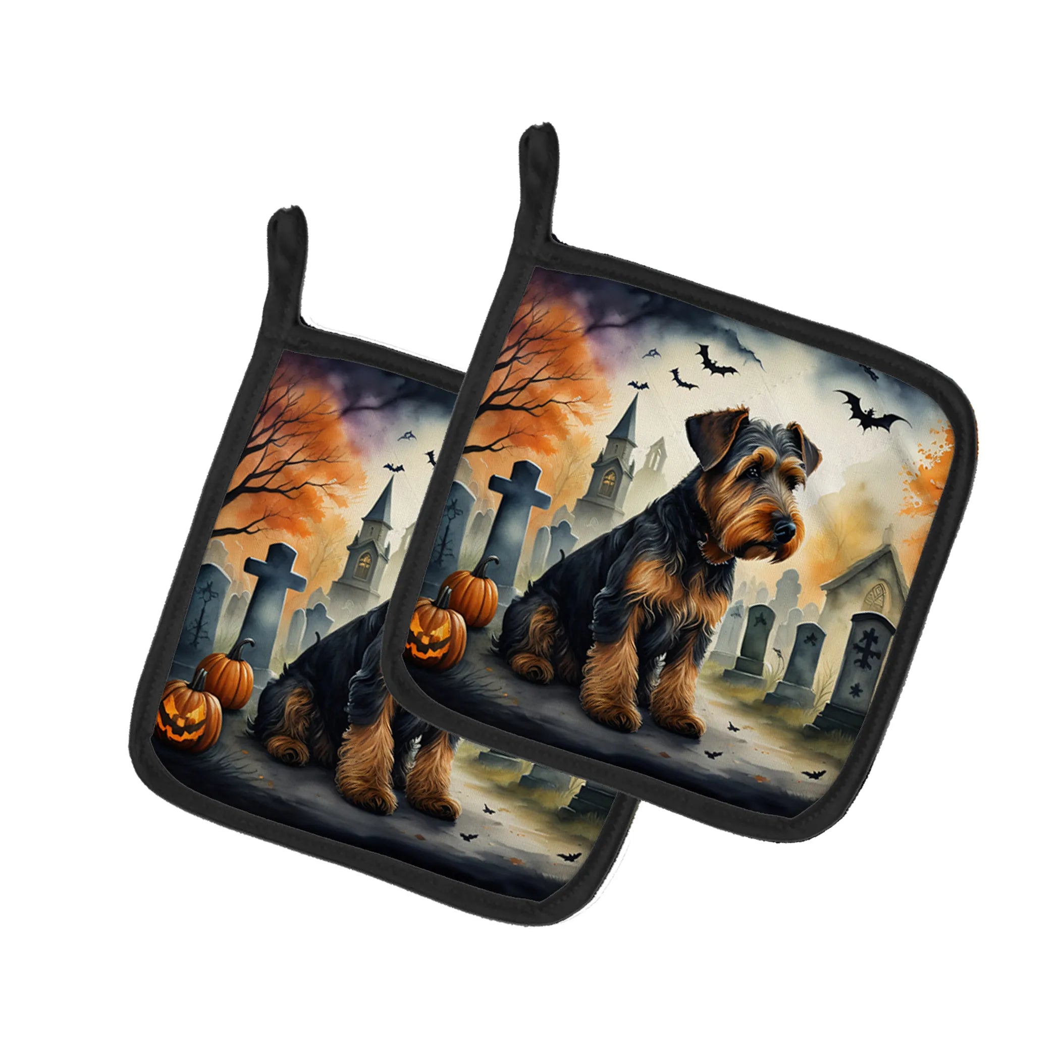 Spooky Halloween Pair of Pot Holders - Size: 7.5HX7.5W | Pack Of: 1 | Collection name: Spooky halloween