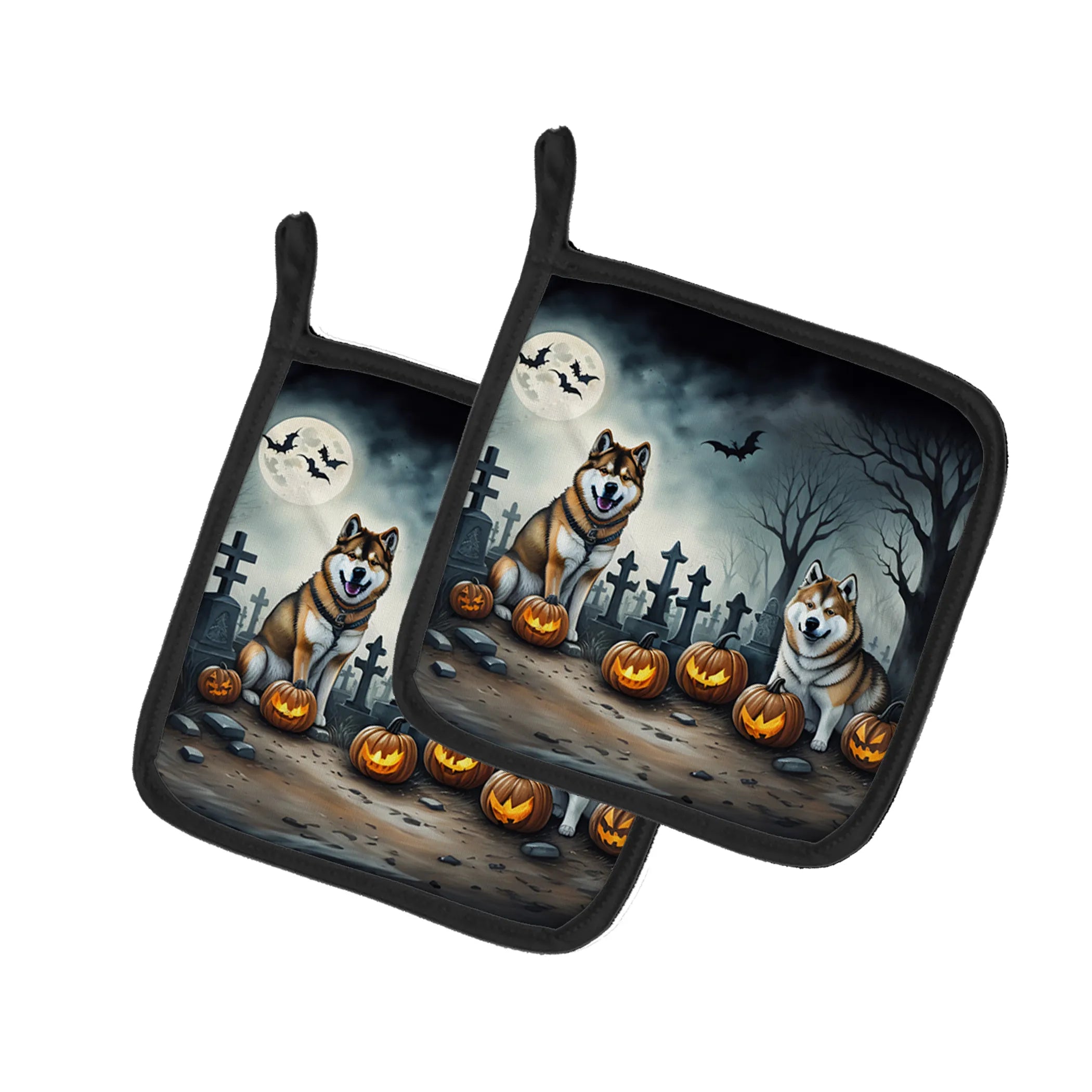 Spooky Halloween Pair of Pot Holders - Size: 7.5HX7.5W | Pack Of: 1 | Collection name: Spooky halloween