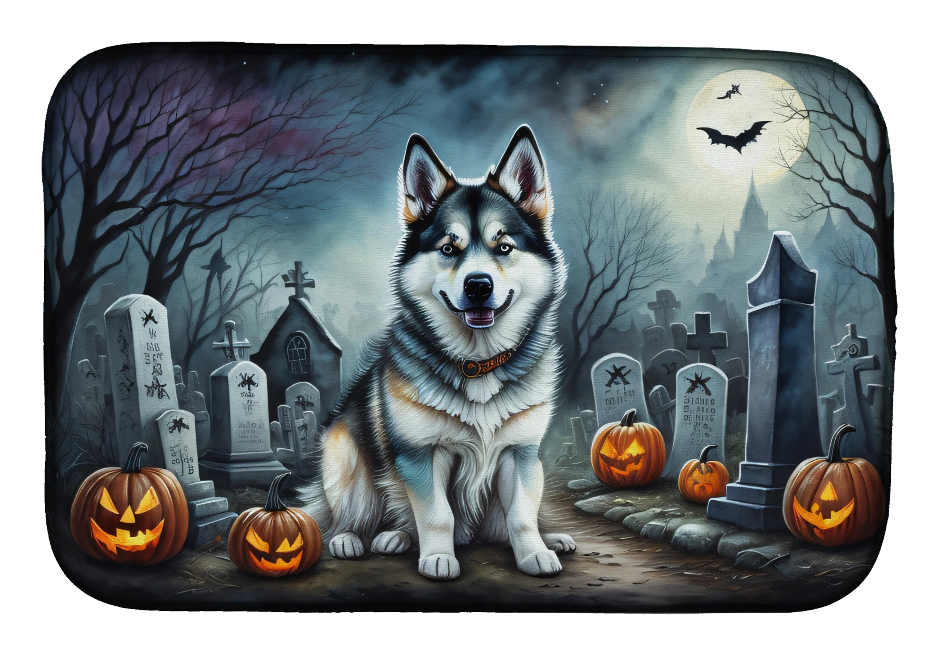 Spooky Halloween Dish Drying Mat - Size: 14  X 21" | Pack Of: 1 | Collection name: Spooky halloween