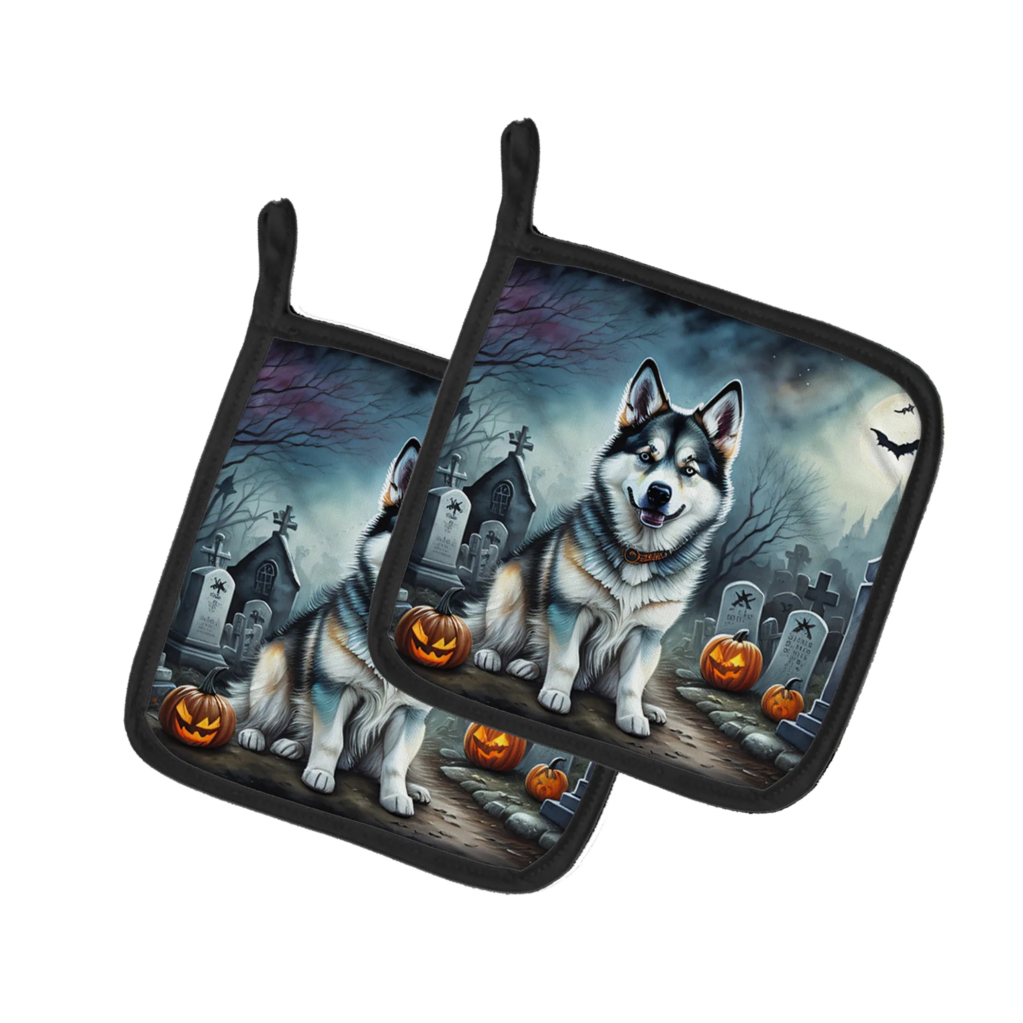 Spooky Halloween Pair of Pot Holders - Size: 7.5HX7.5W | Pack Of: 1 | Collection name: Spooky halloween