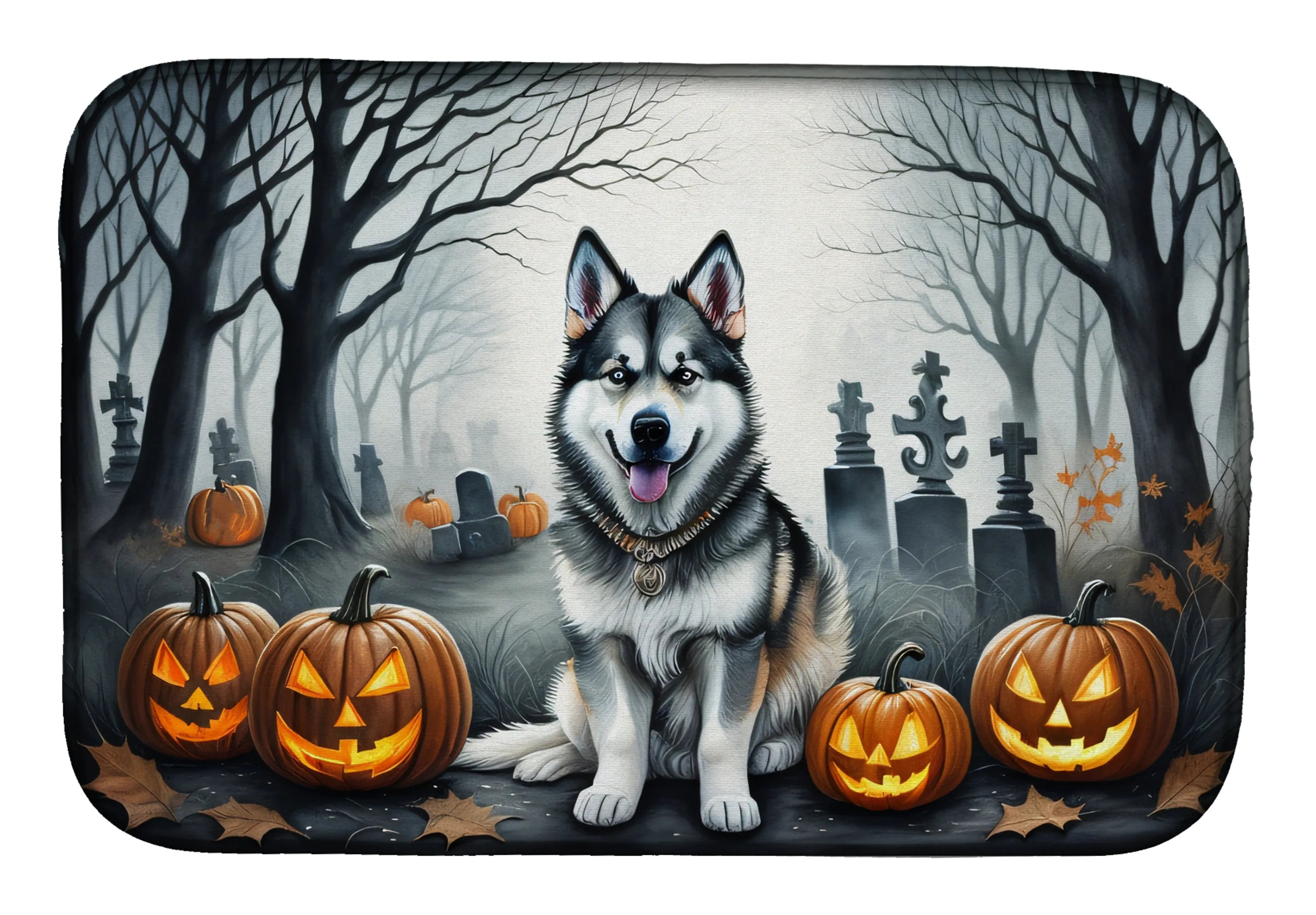 Spooky Halloween Dish Drying Mat - Size: 14  X 21" | Pack Of: 1 | Collection name: Spooky halloween
