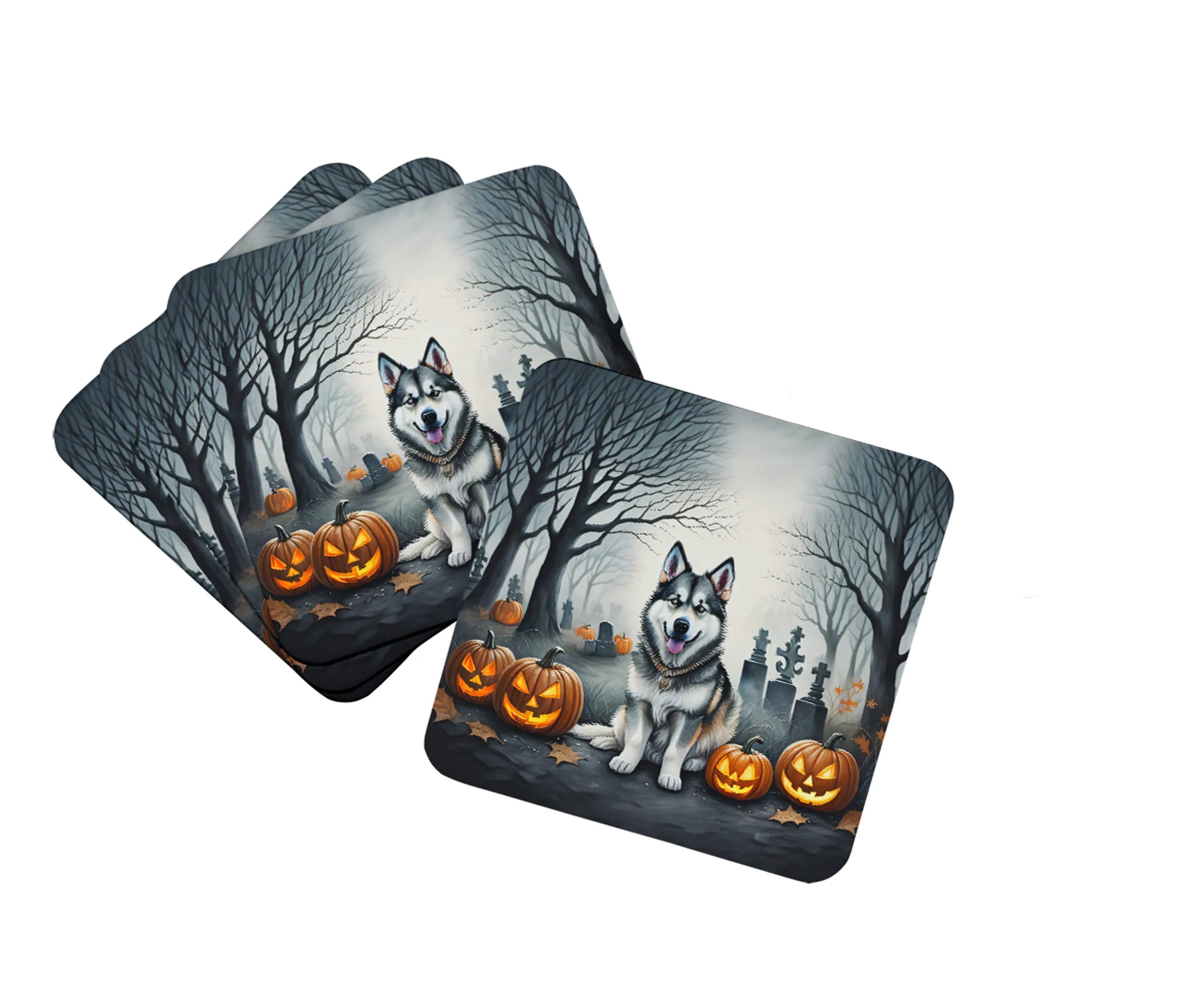 Spooky Halloween Foam Coasters - Size: 3.5 | Pack Of: 1 | Collection name: Spooky halloween
