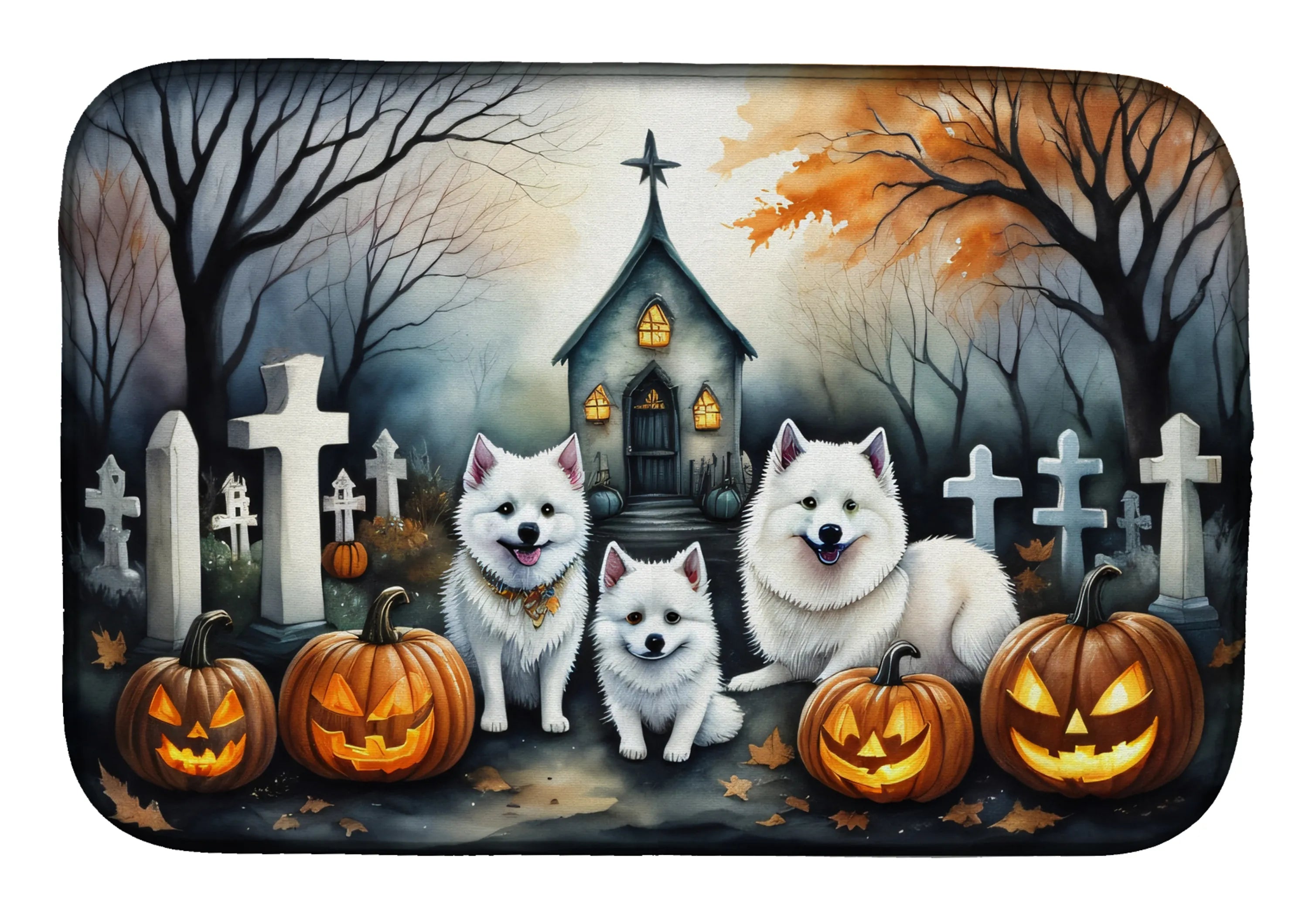 Spooky Halloween Dish Drying Mat - Size: 14  X 21" | Pack Of: 1 | Collection name: Spooky halloween