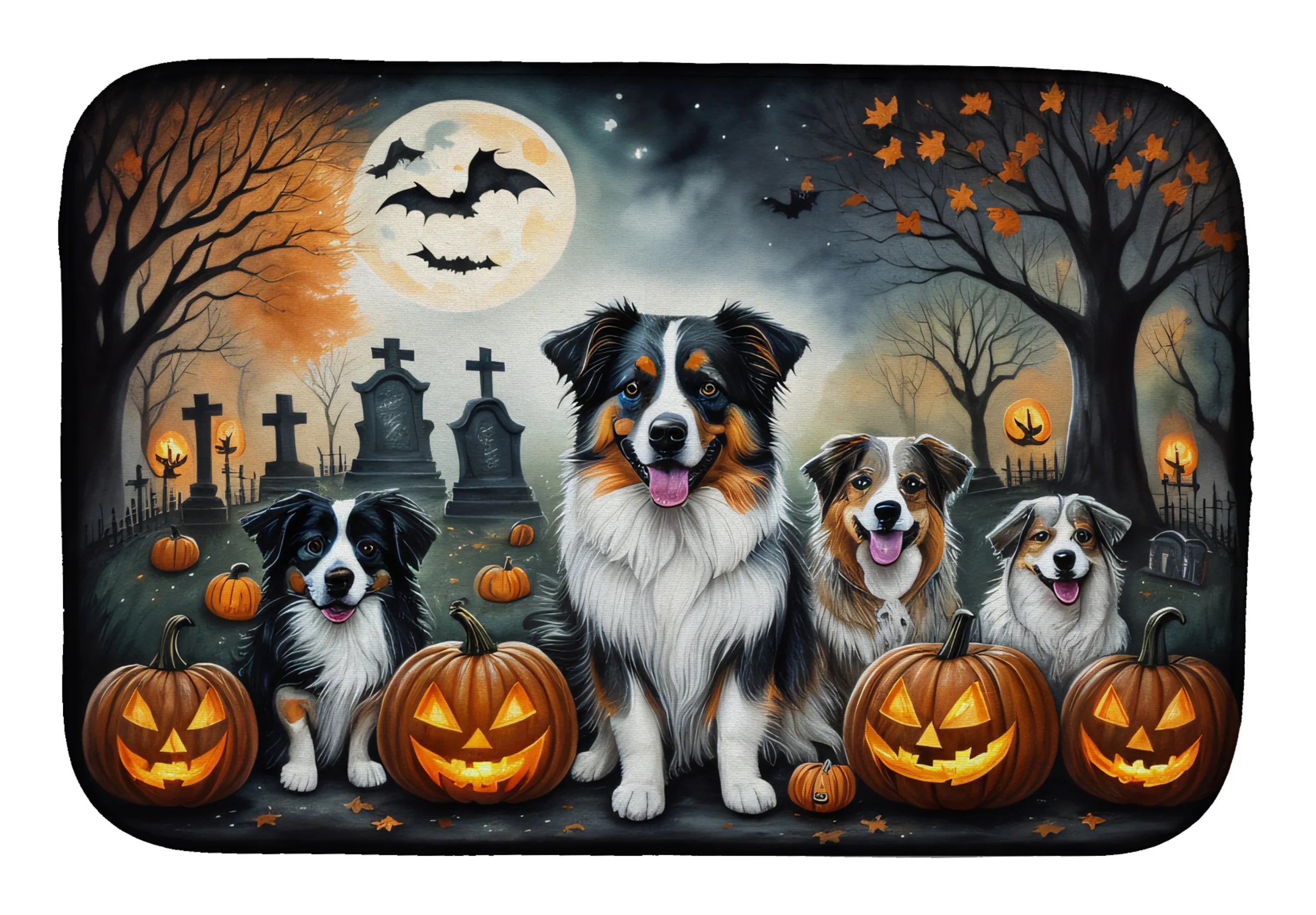 Spooky Halloween Dish Drying Mat - Size: 14  X 21" | Pack Of: 1 | Collection name: Spooky halloween