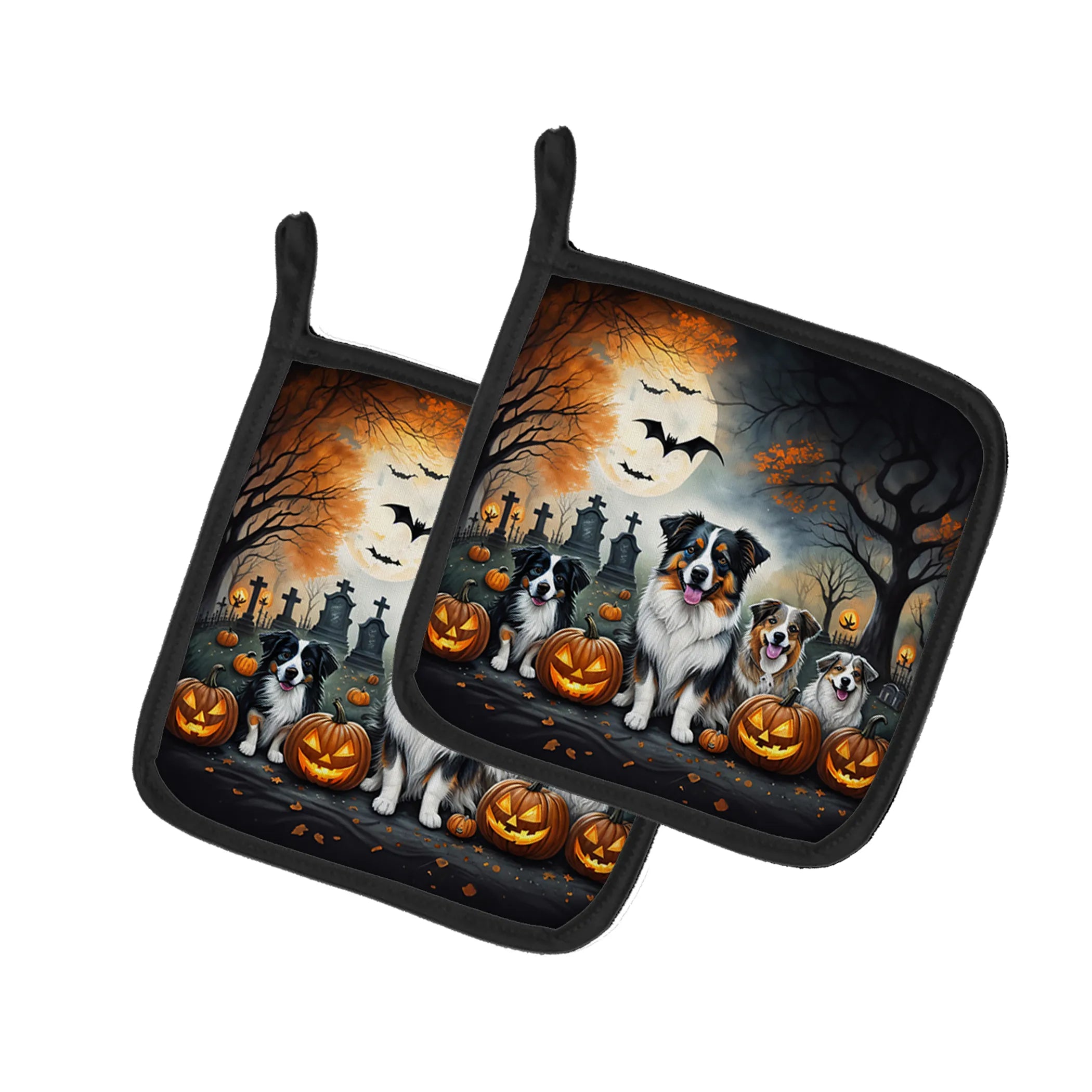 Spooky Halloween Pair of Pot Holders - Size: 7.5HX7.5W | Pack Of: 1 | Collection name: Spooky halloween
