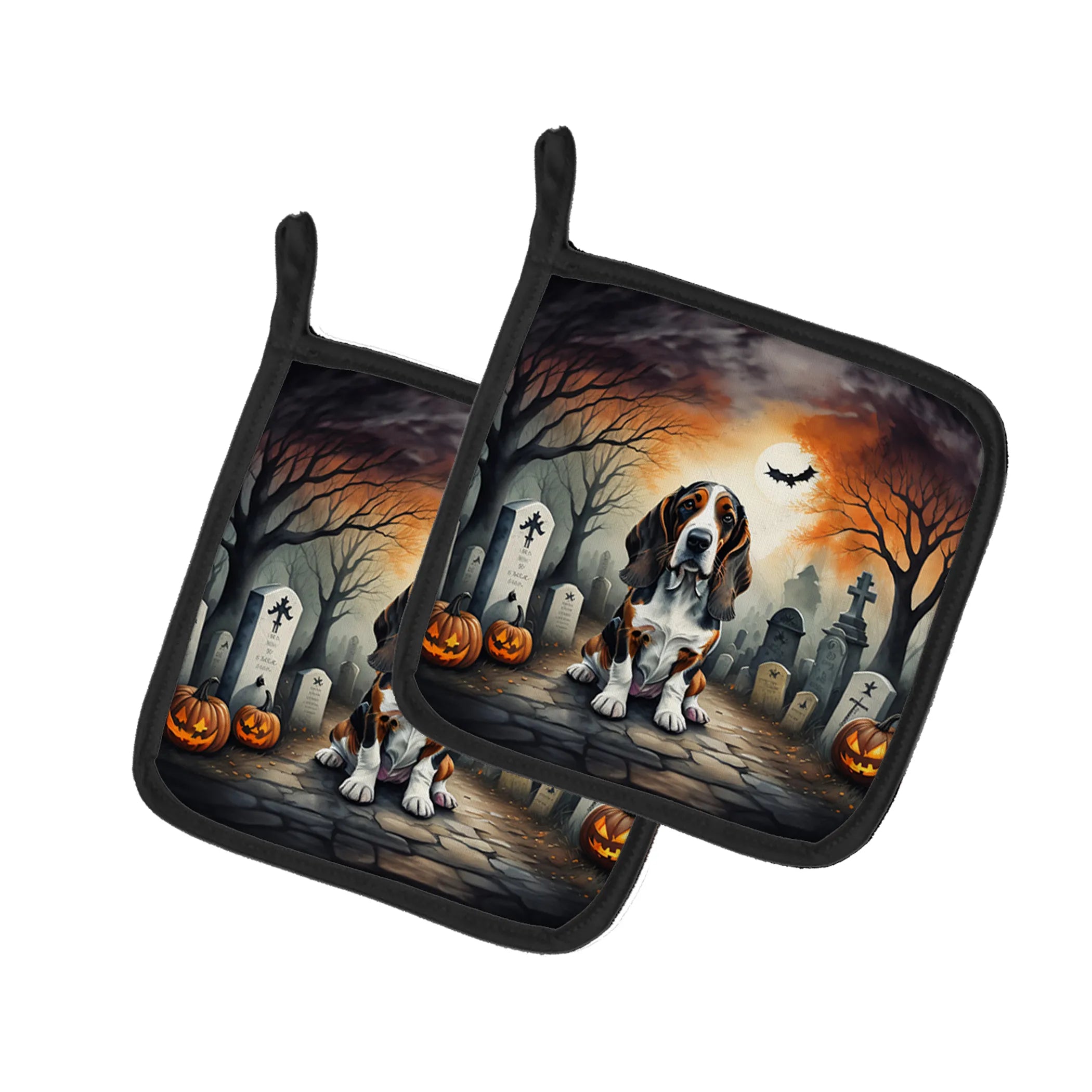 Spooky Halloween Pair of Pot Holders - Size: 7.5HX7.5W | Pack Of: 1 | Collection name: Spooky halloween