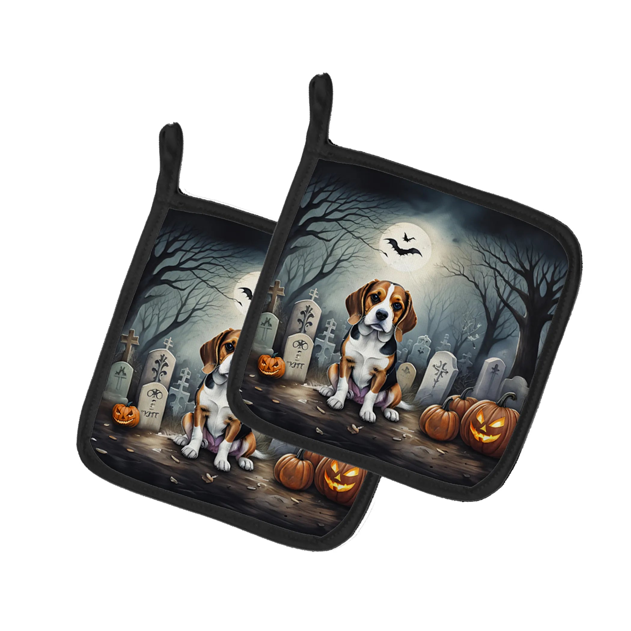 Spooky Halloween Pair of Pot Holders - Size: 7.5HX7.5W | Pack Of: 1 | Collection name: Spooky halloween