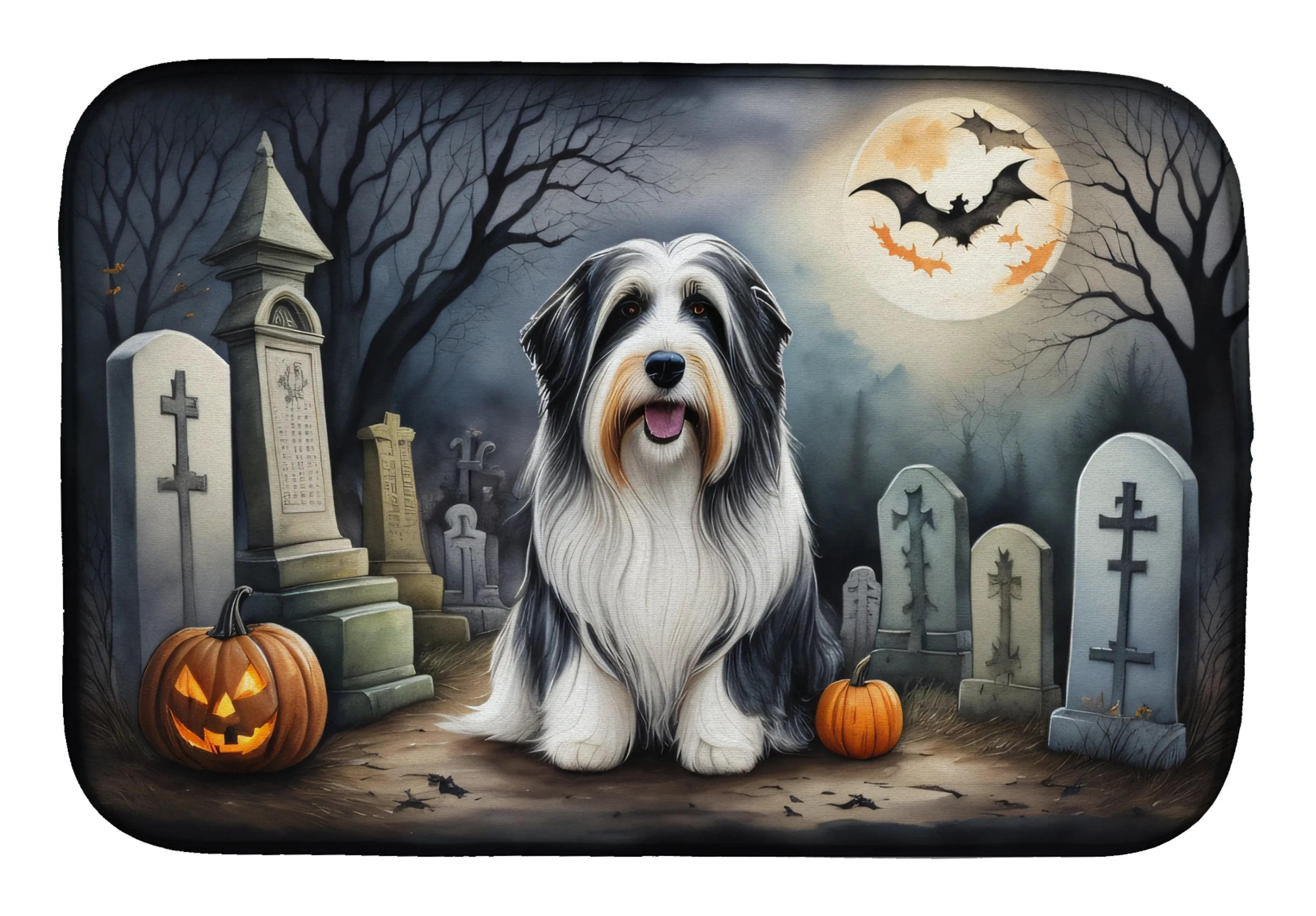 Spooky Halloween Dish Drying Mat - Size: 14  X 21" | Pack Of: 1 | Collection name: Spooky halloween