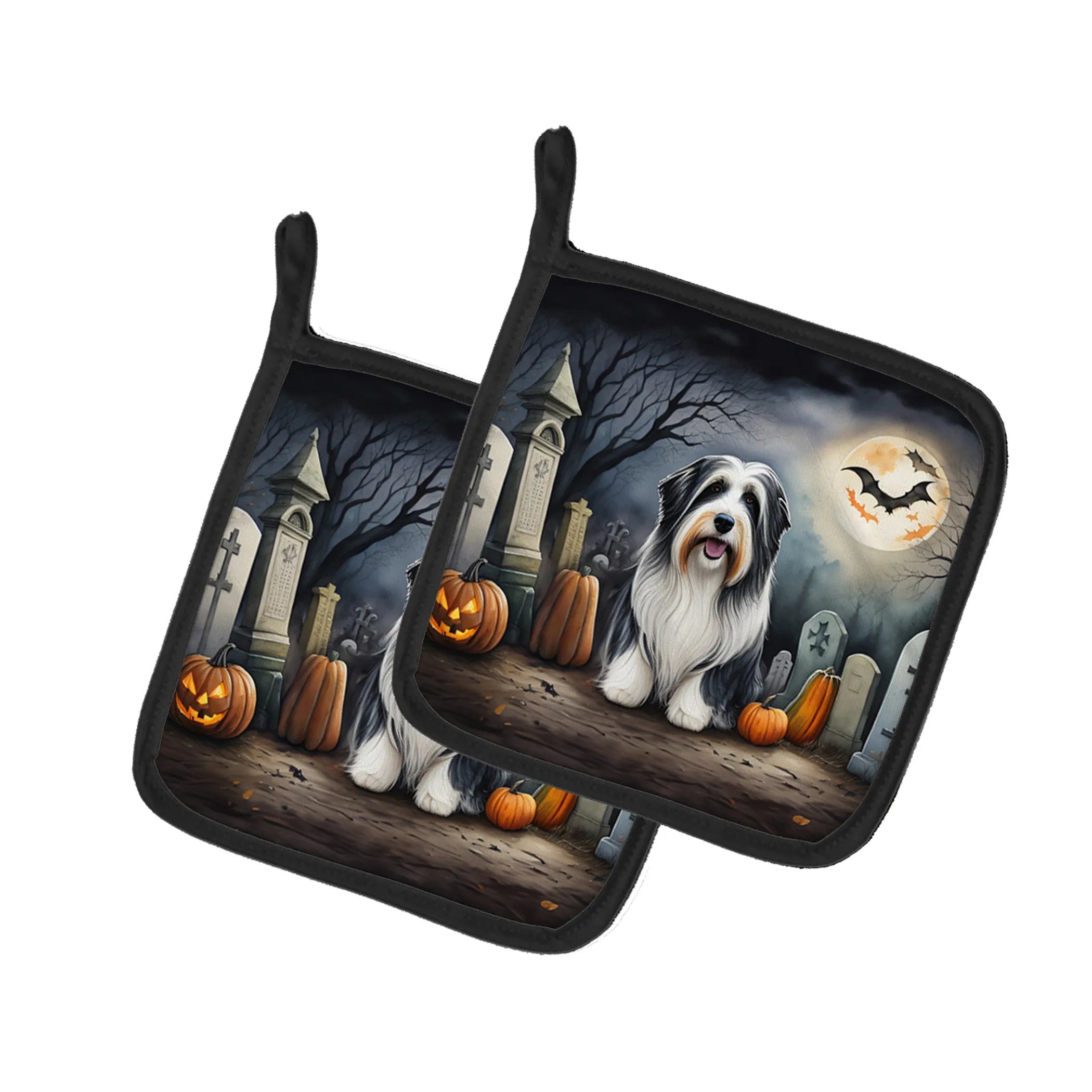 Spooky Halloween Pair of Pot Holders - Size: 7.5HX7.5W | Pack Of: 1 | Collection name: Spooky halloween