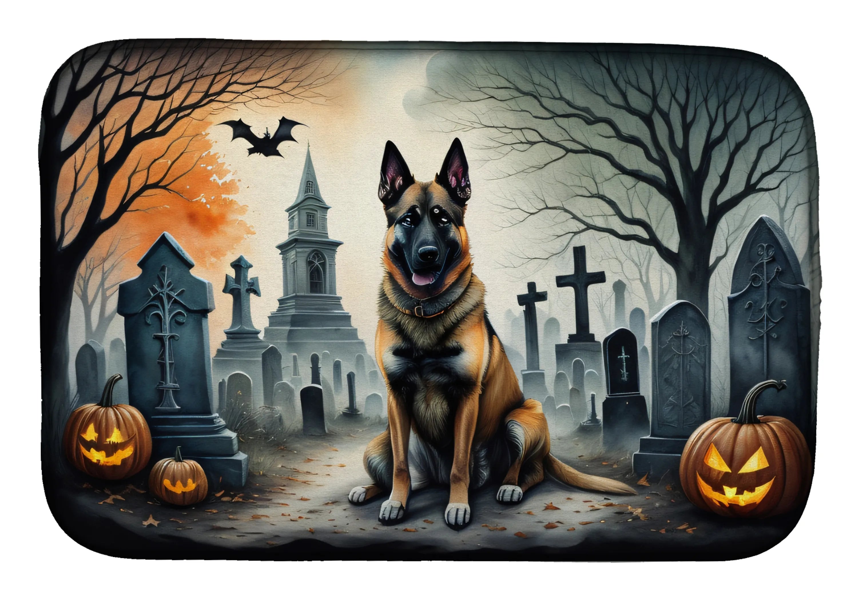 Spooky Halloween Dish Drying Mat - Size: 14  X 21" | Pack Of: 1 | Collection name: Spooky halloween
