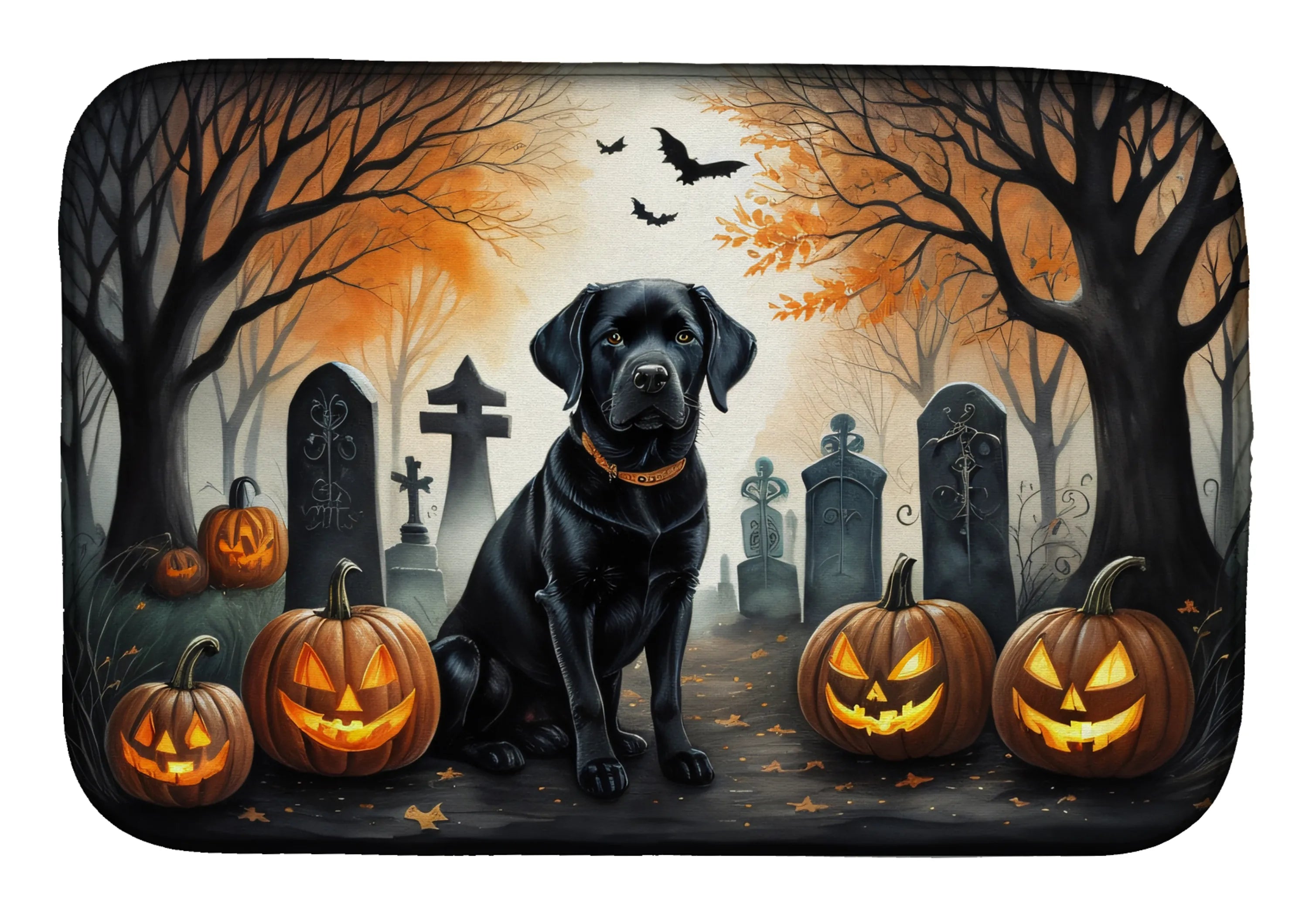 Spooky Halloween Dish Drying Mat - Size: 14  X 21" | Pack Of: 1 | Collection name: Spooky halloween