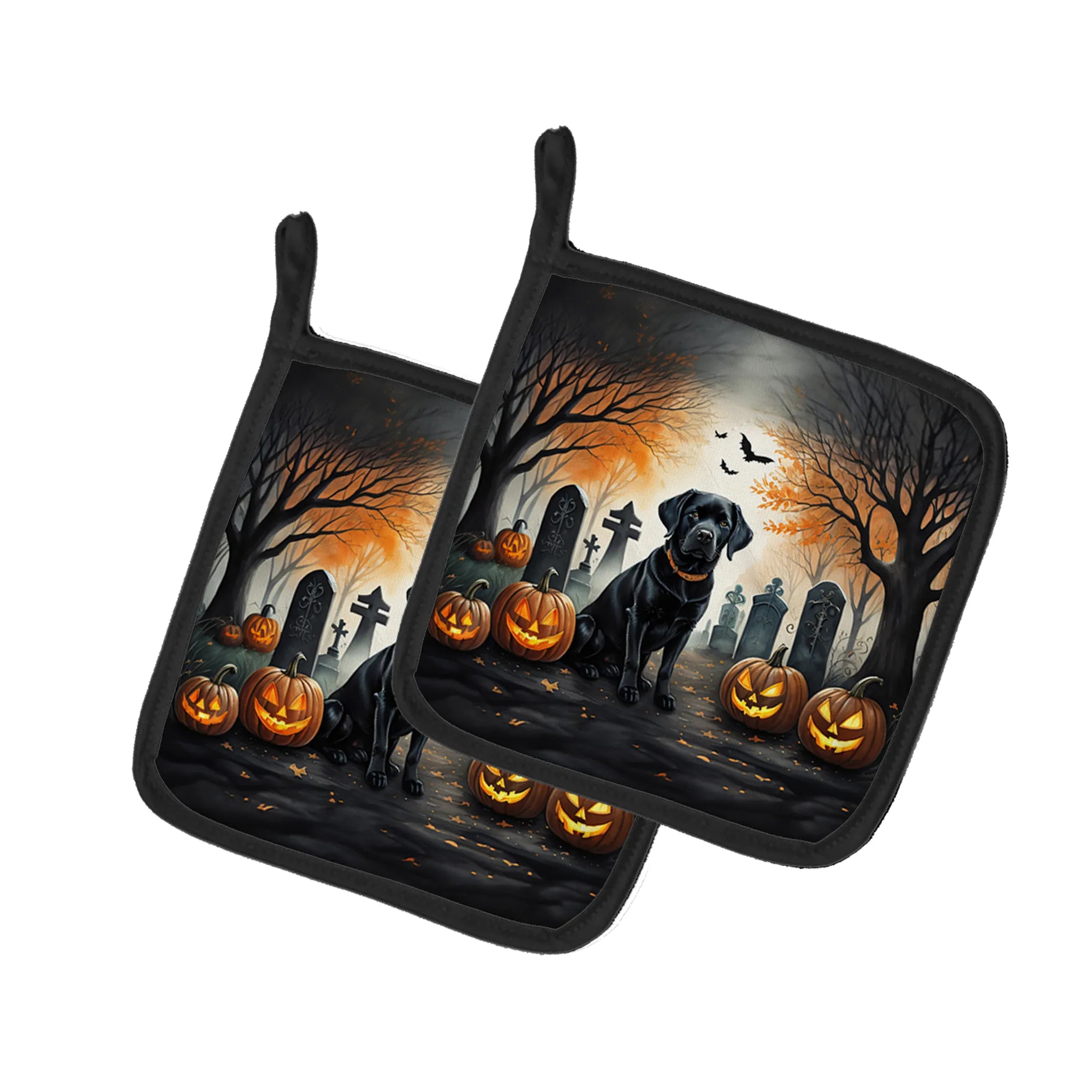 Spooky Halloween Pair of Pot Holders - Size: 7.5HX7.5W | Pack Of: 1 | Collection name: Spooky halloween