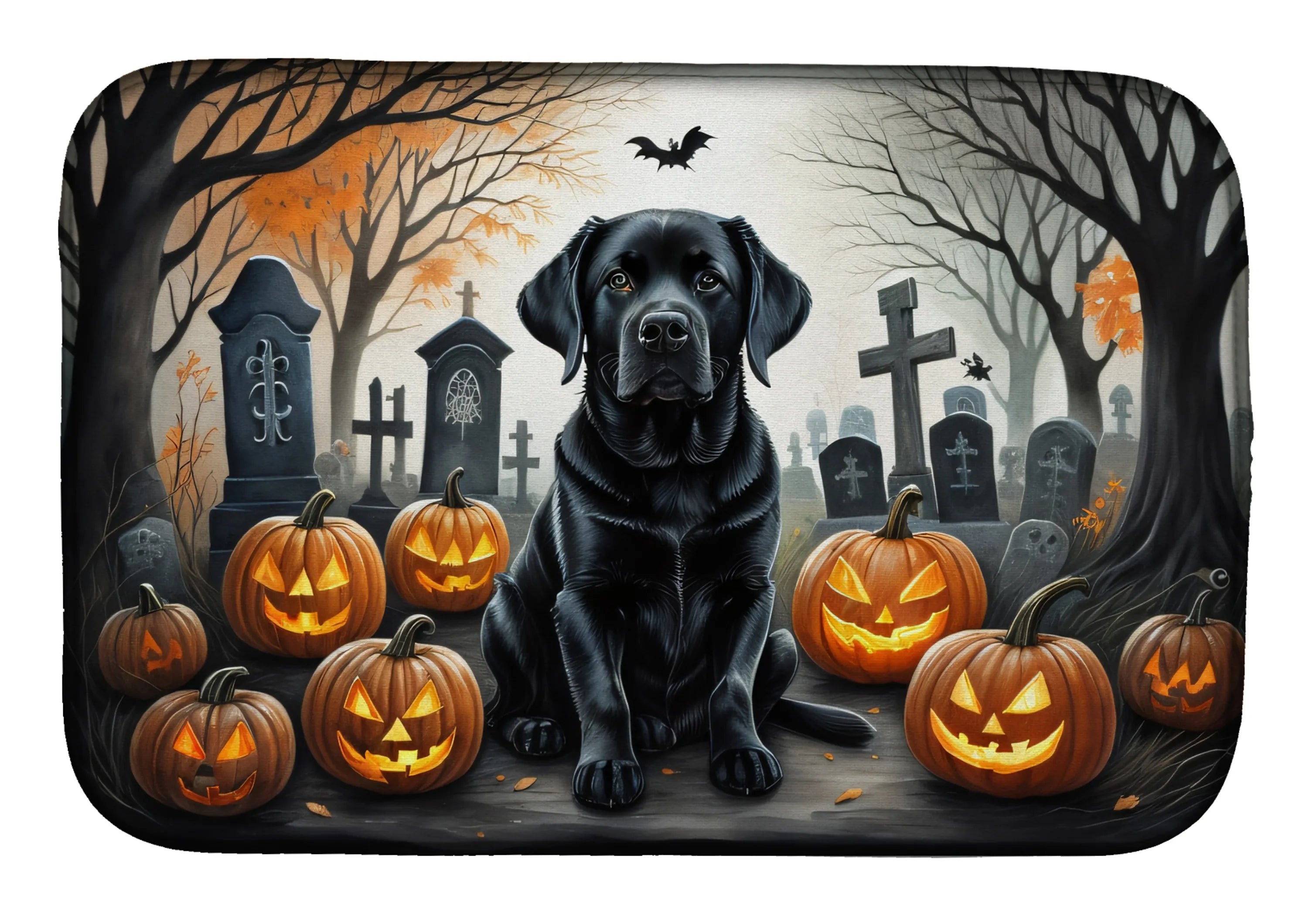 Spooky Halloween Dish Drying Mat - Size: 14  X 21" | Pack Of: 1 | Collection name: Spooky halloween