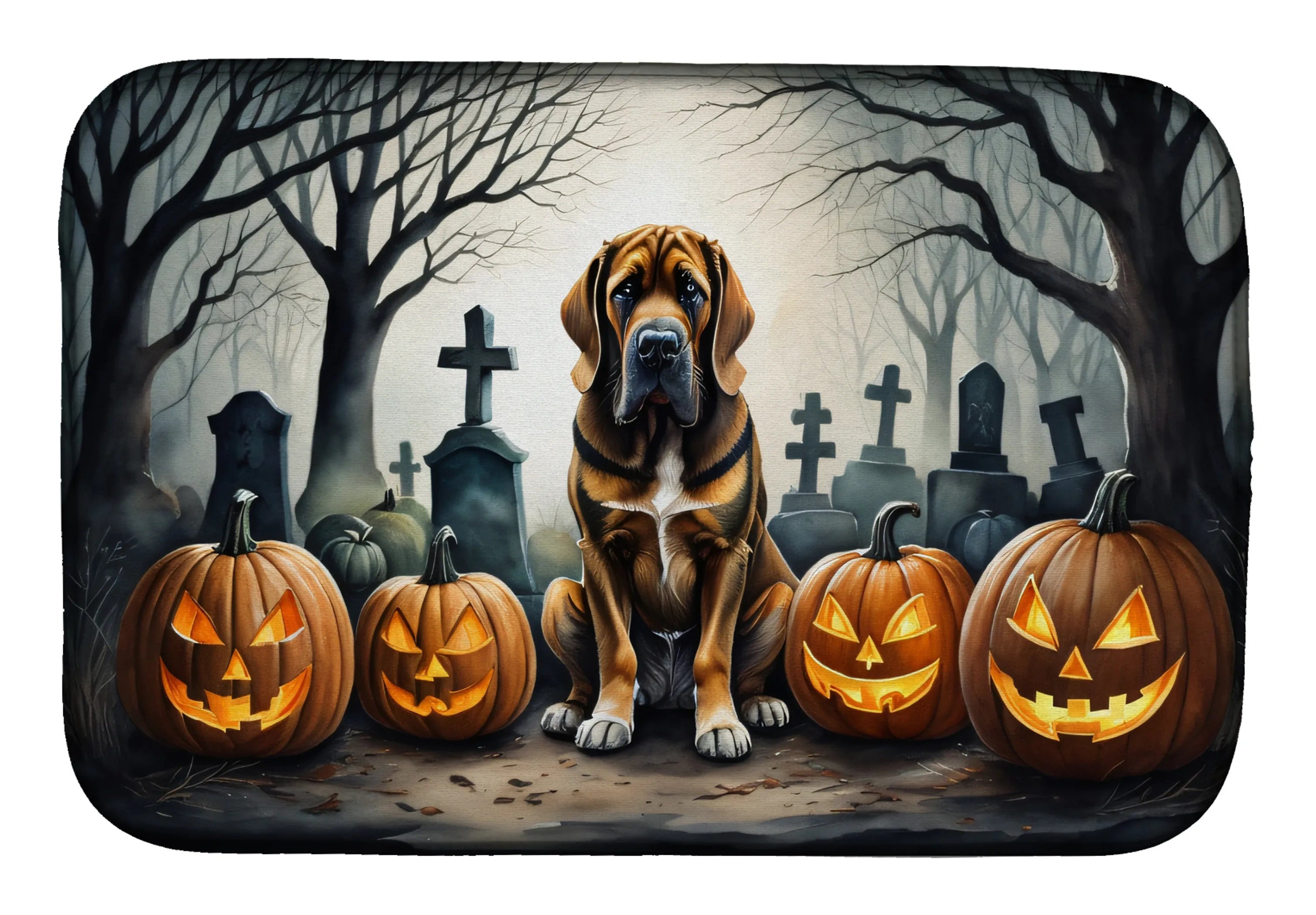 Spooky Halloween Dish Drying Mat - Size: 14  X 21" | Pack Of: 1 | Collection name: Spooky halloween