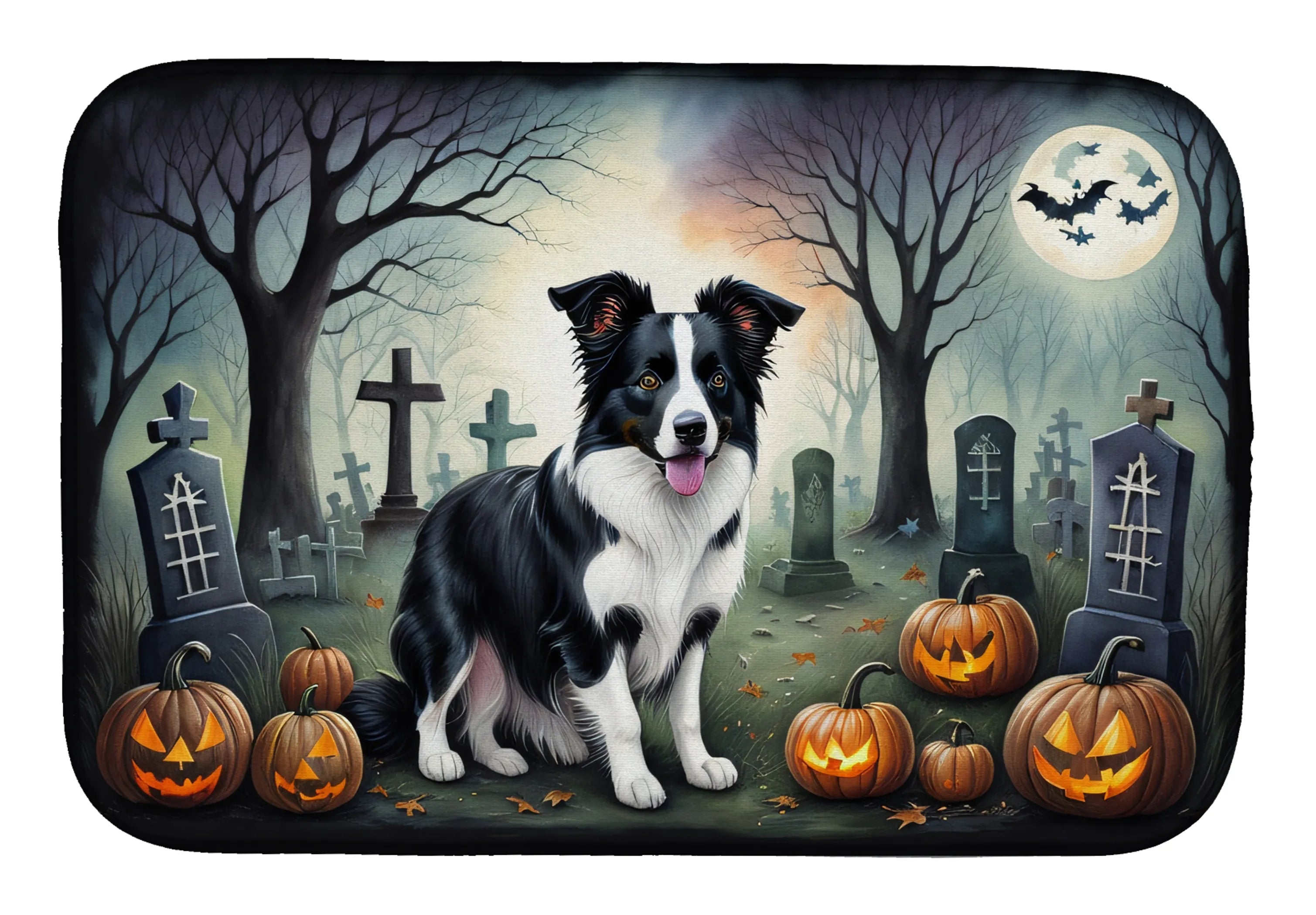 Spooky Halloween Dish Drying Mat - Size: 14  X 21" | Pack Of: 1 | Collection name: Spooky halloween