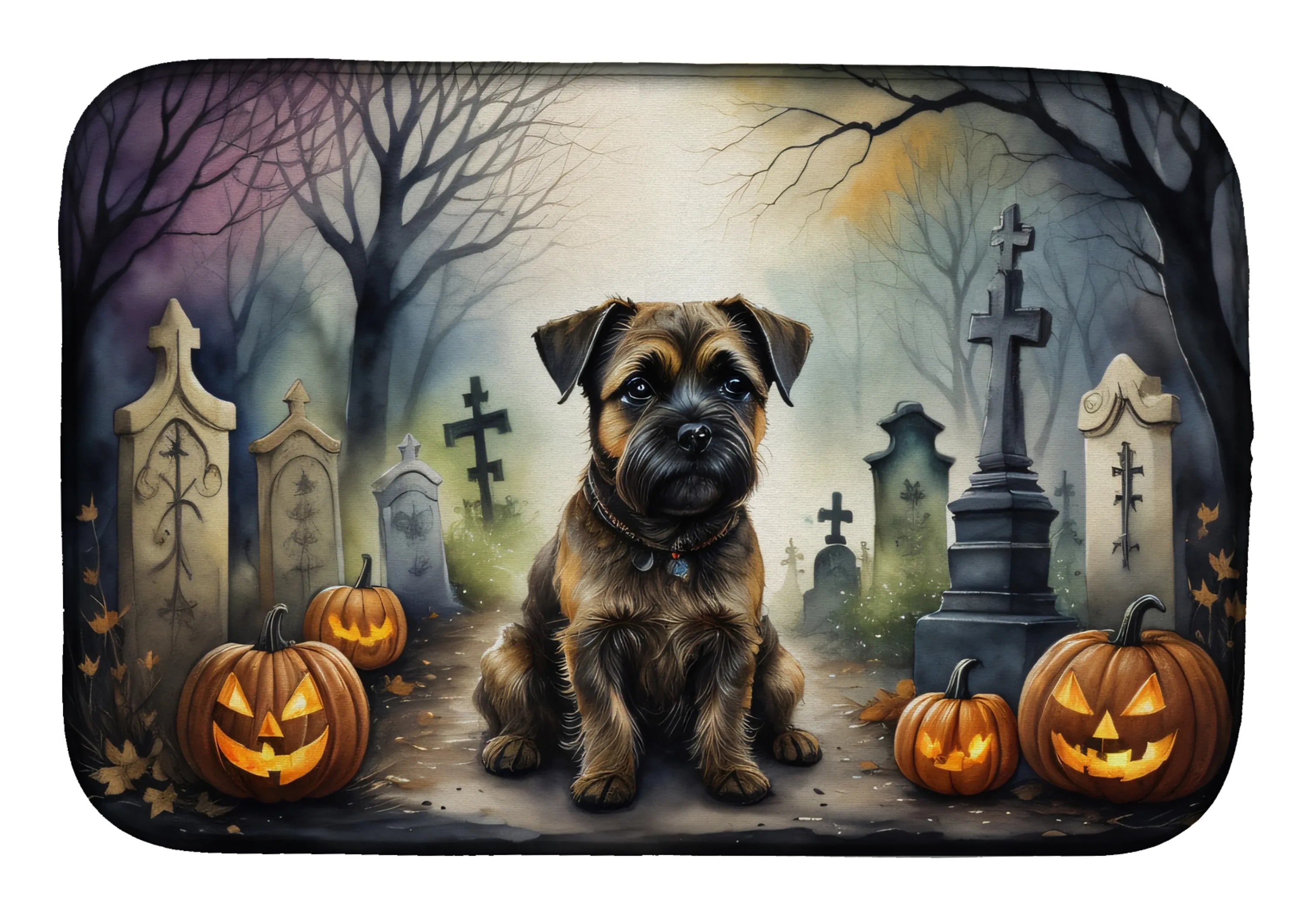 Spooky Halloween Dish Drying Mat - Size: 14  X 21" | Pack Of: 1 | Collection name: Spooky halloween