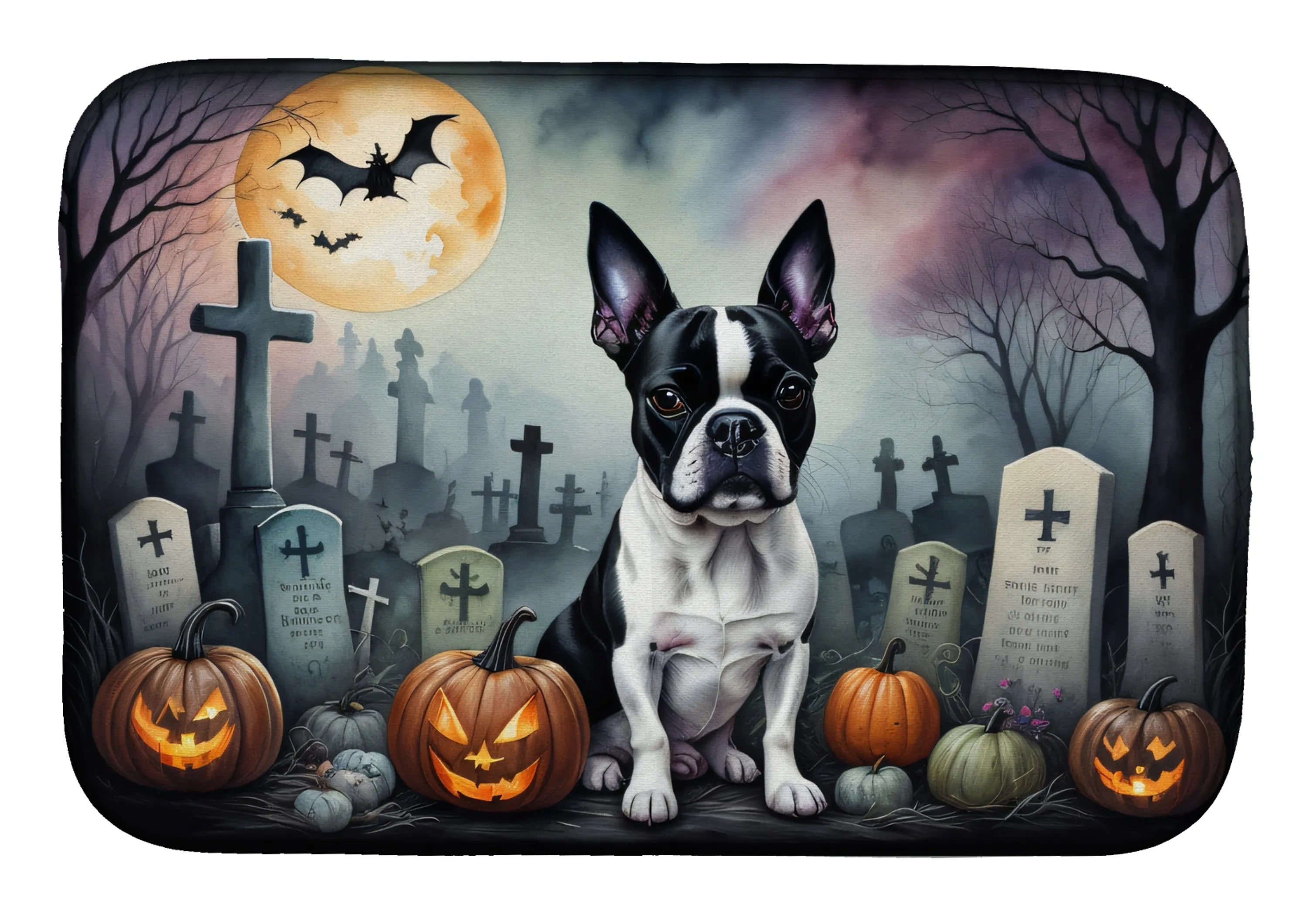Spooky Halloween Dish Drying Mat - Size: 14  X 21" | Pack Of: 1 | Collection name: Spooky halloween
