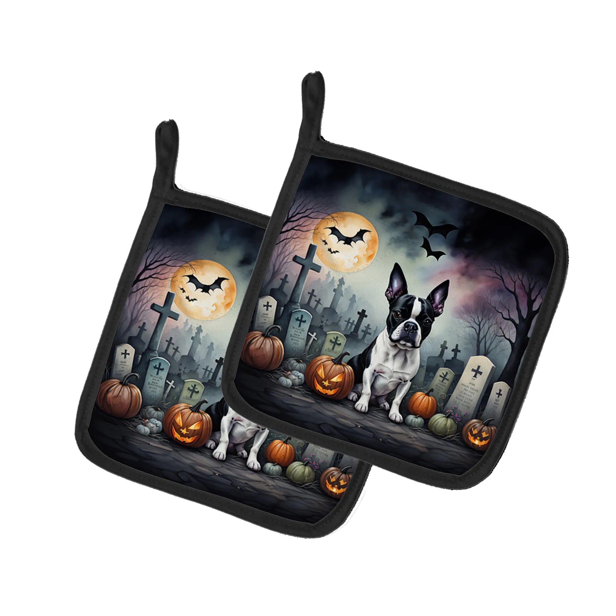 Spooky Halloween Pair of Pot Holders - Size: 7.5HX7.5W | Pack Of: 1 | Collection name: Spooky halloween