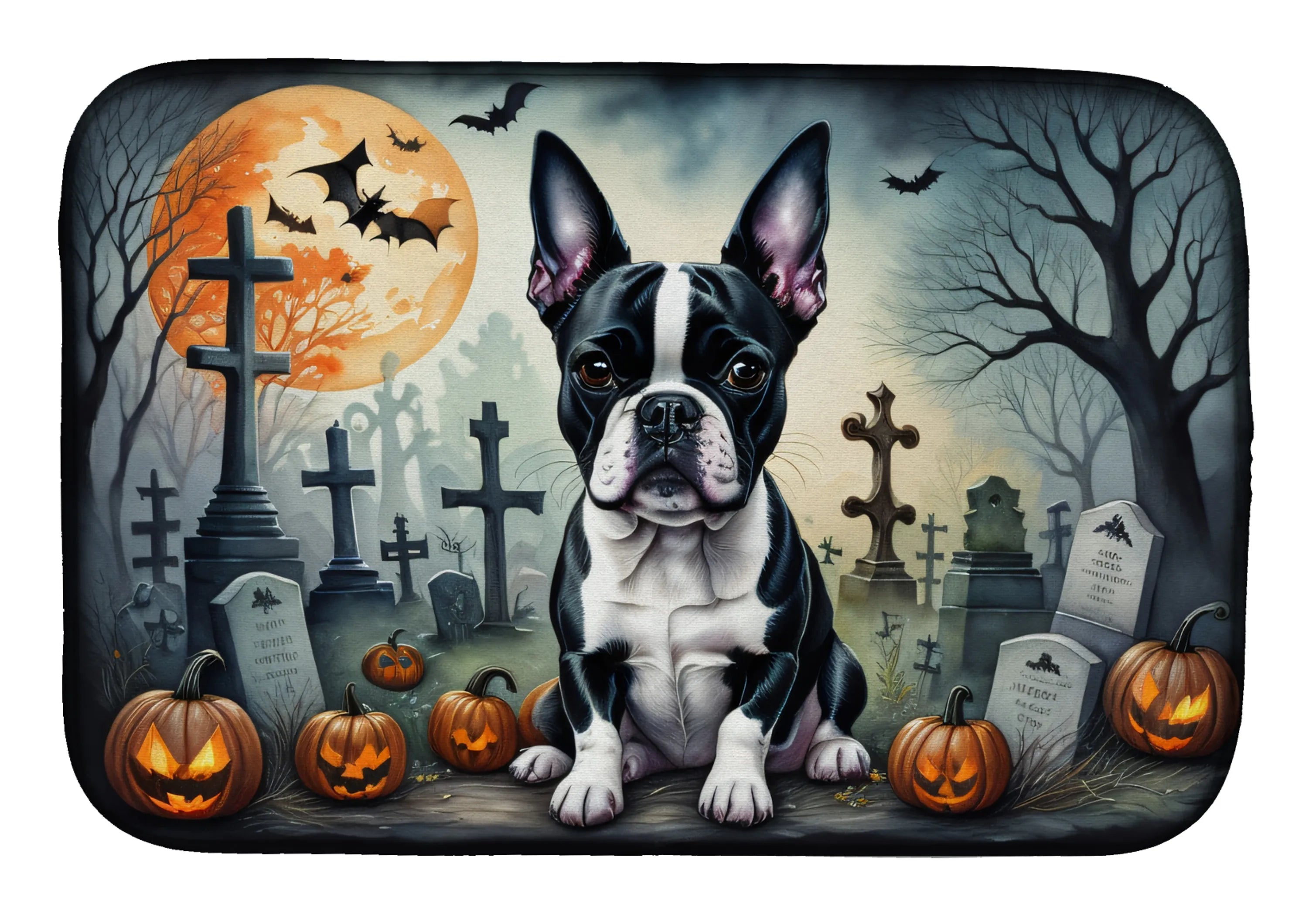 Spooky Halloween Dish Drying Mat - Size: 14  X 21" | Pack Of: 1 | Collection name: Spooky halloween