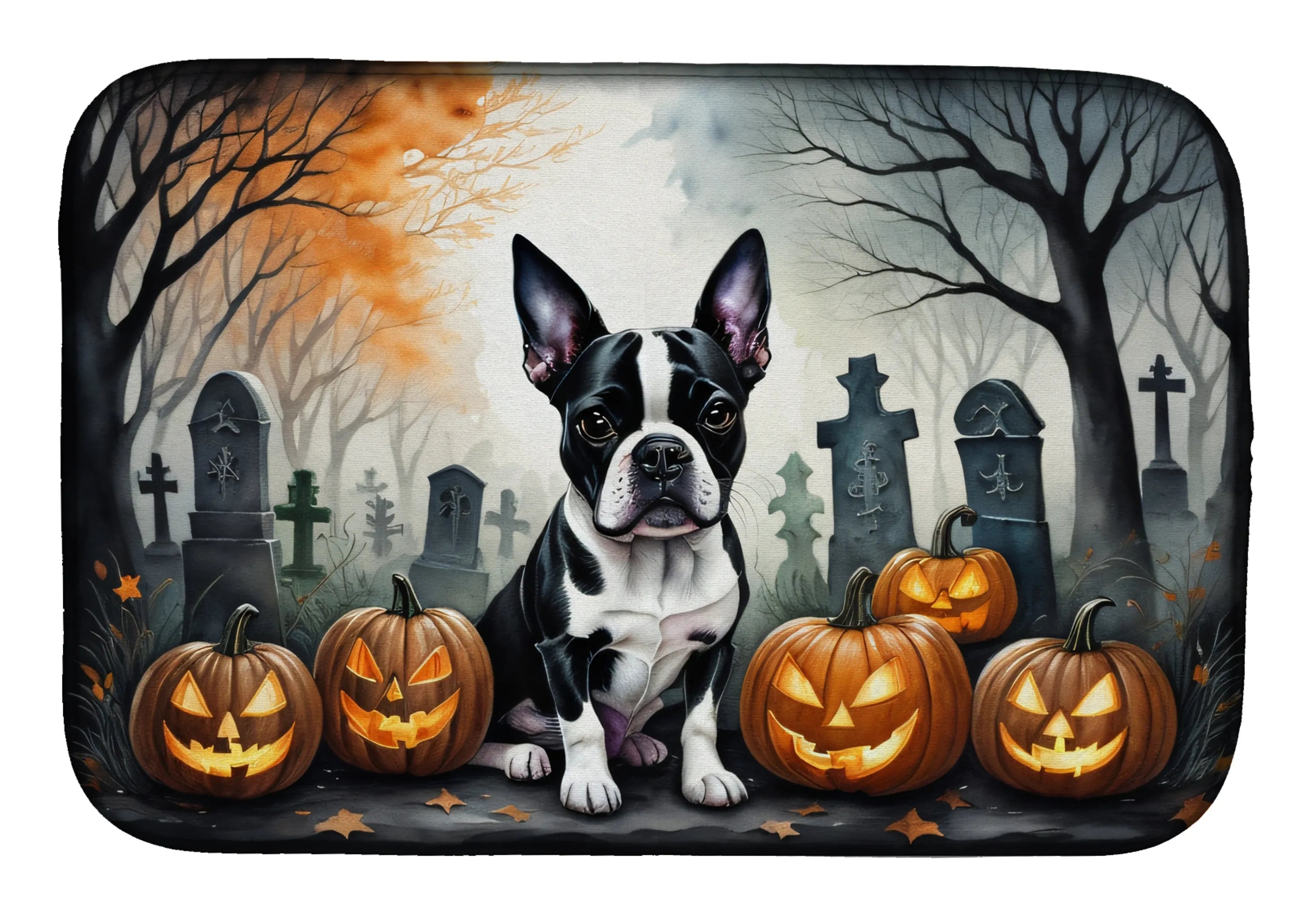 Spooky Halloween Dish Drying Mat - Size: 14  X 21" | Pack Of: 1 | Collection name: Spooky halloween