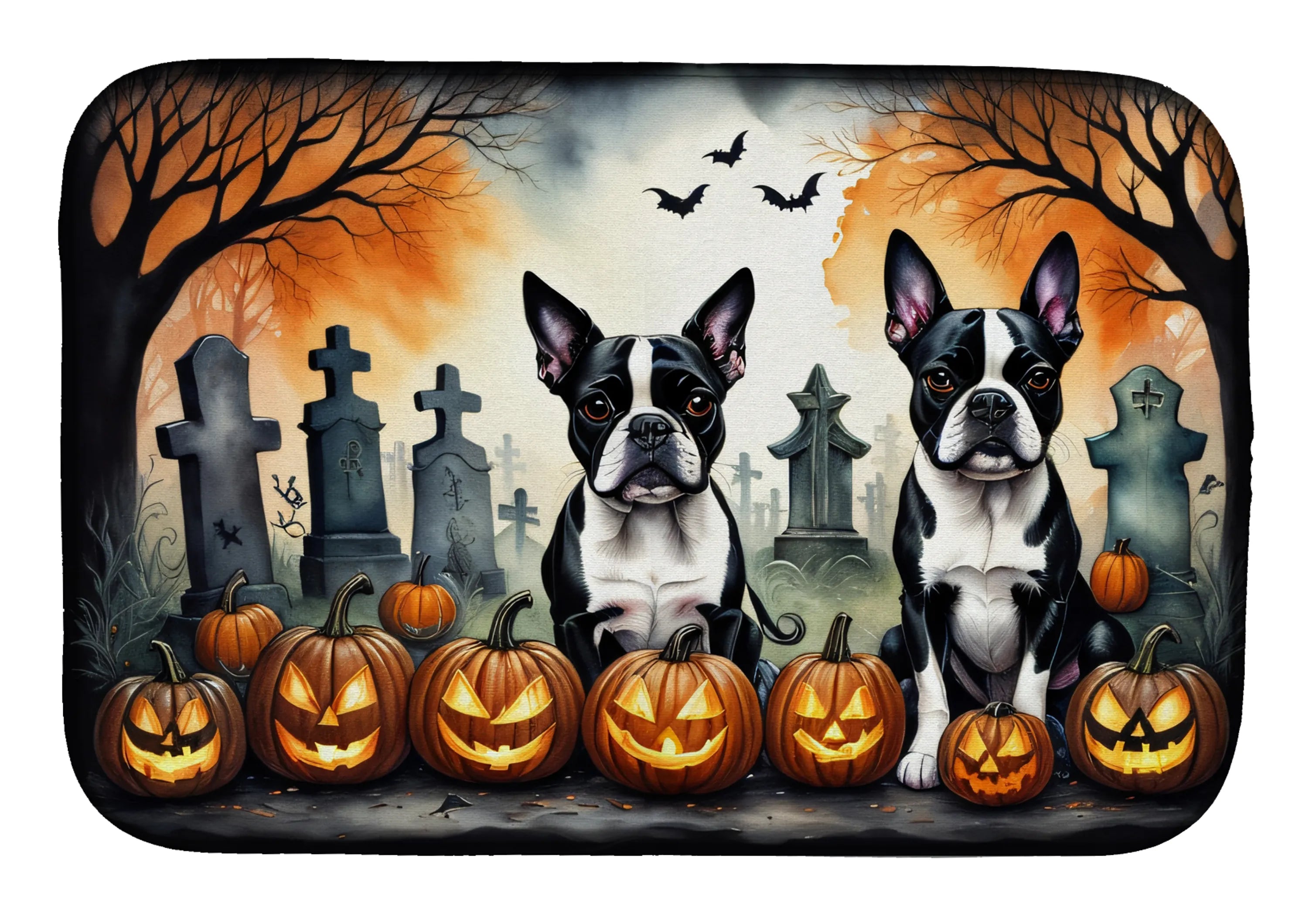 Spooky Halloween Dish Drying Mat - Size: 14  X 21" | Pack Of: 1 | Collection name: Spooky halloween