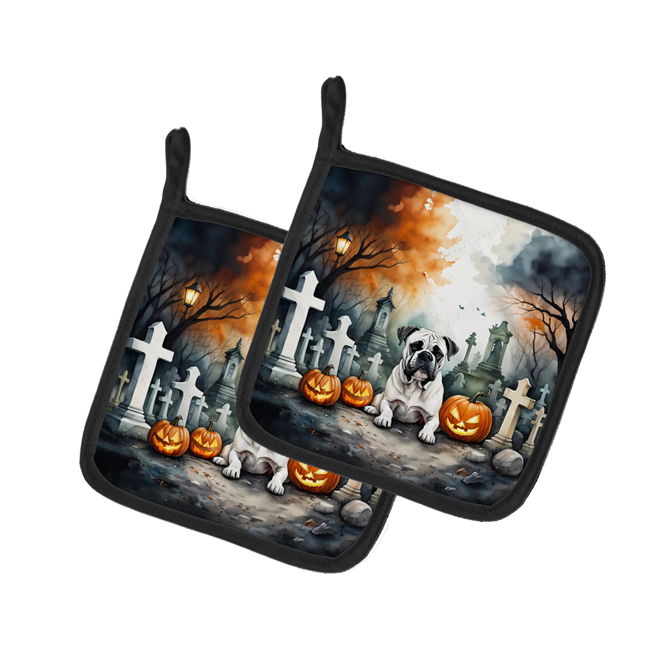 Spooky Halloween Pair of Pot Holders - Size: 7.5HX7.5W | Pack Of: 1 | Collection name: Spooky halloween