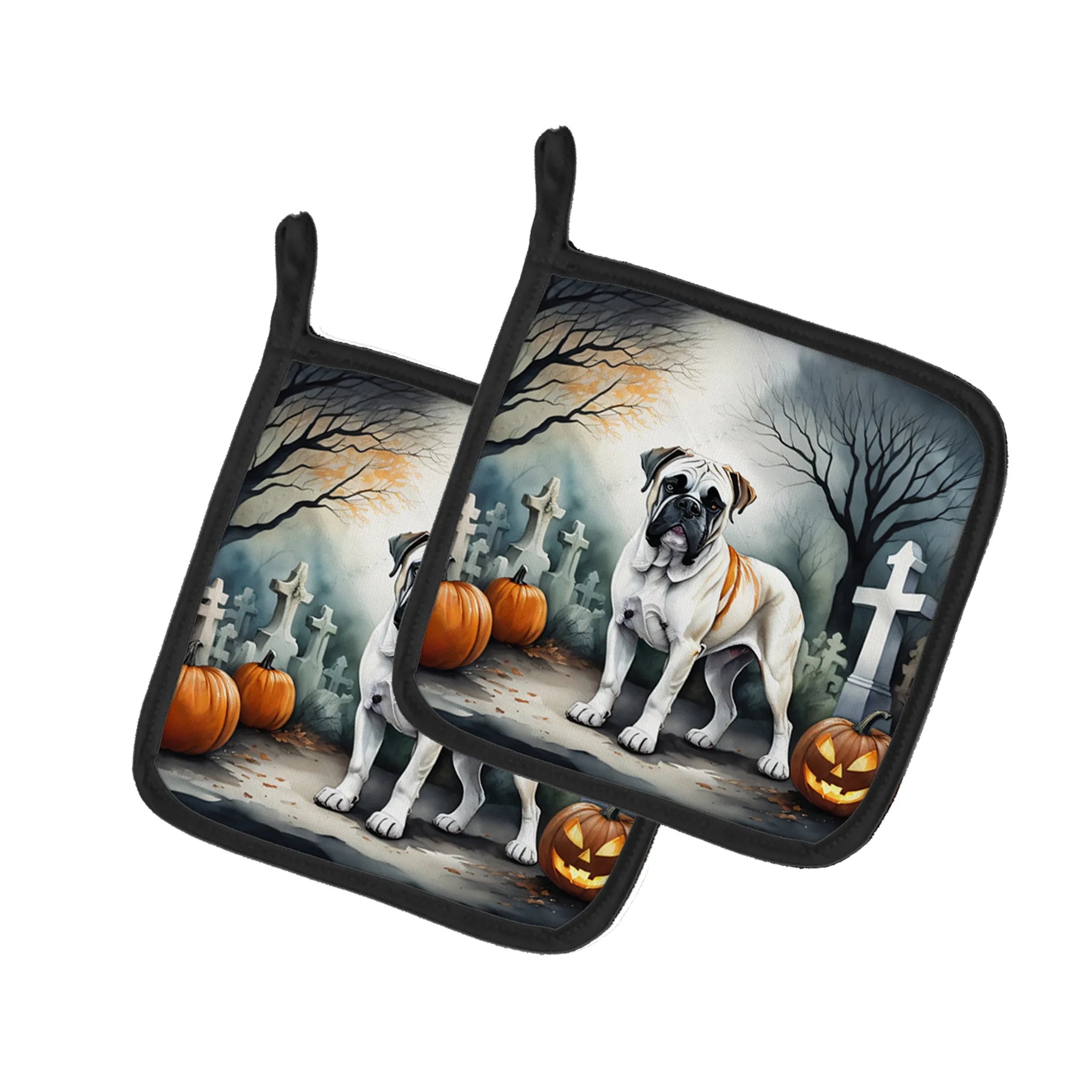 Spooky Halloween Pair of Pot Holders - Size: 7.5HX7.5W | Pack Of: 1 | Collection name: Spooky halloween