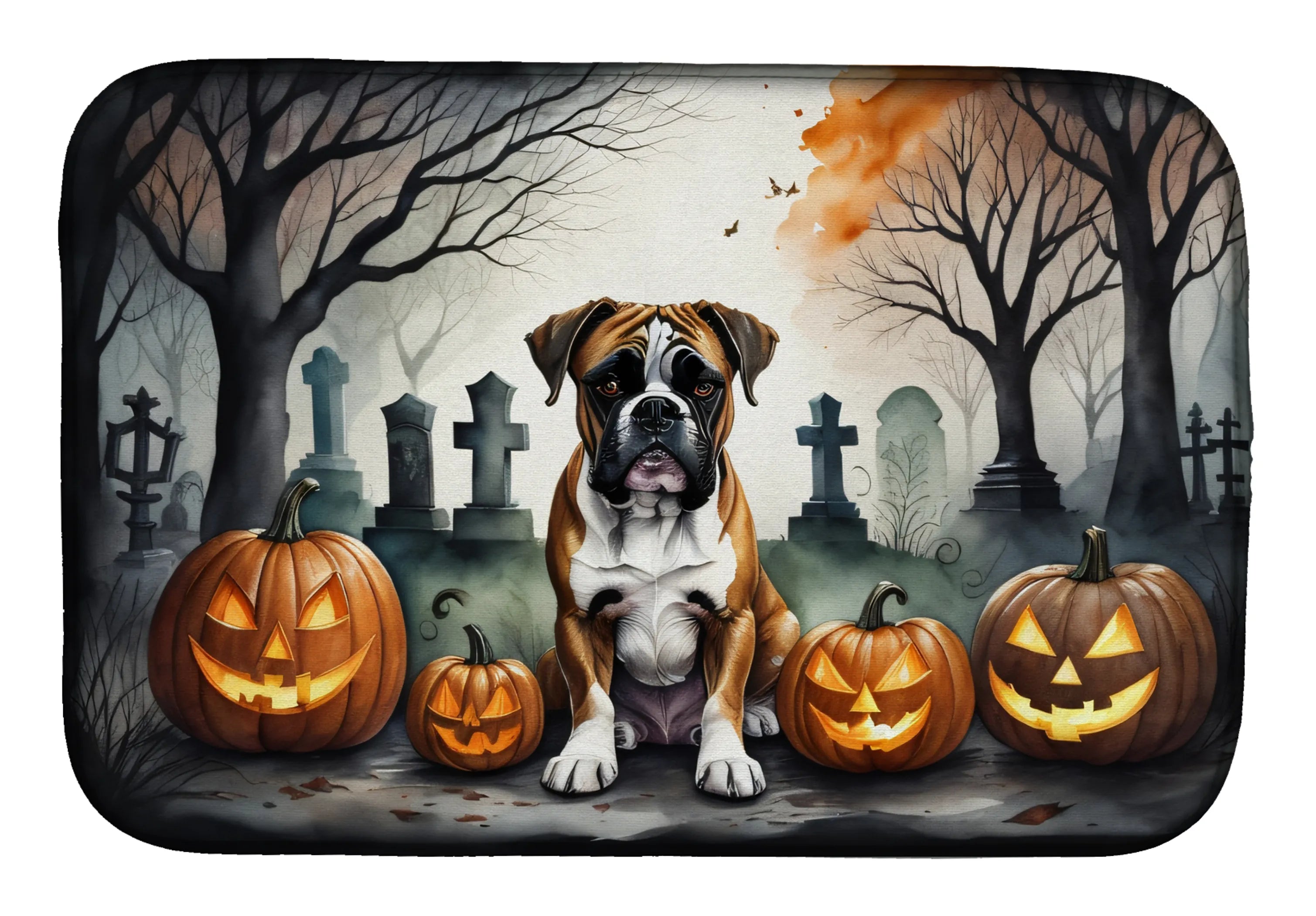 Spooky Halloween Dish Drying Mat - Size: 14  X 21" | Pack Of: 1 | Collection name: Spooky halloween