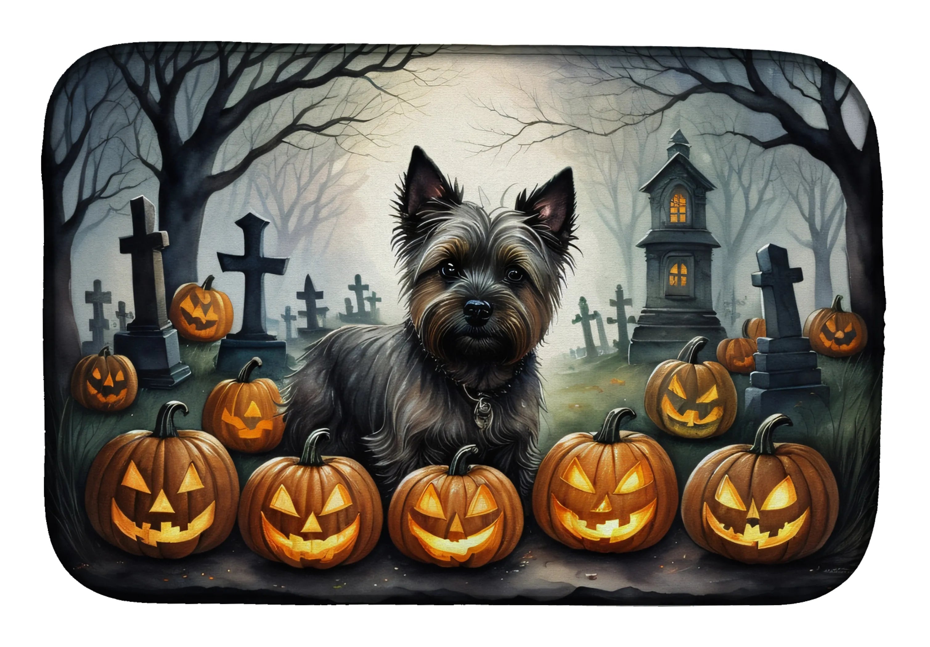 Spooky Halloween Dish Drying Mat - Size: 14  X 21" | Pack Of: 1 | Collection name: Spooky halloween