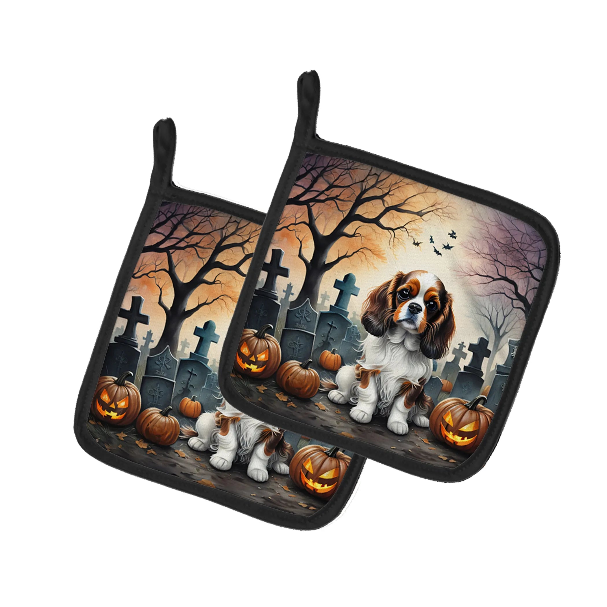 Spooky Halloween Pair of Pot Holders - Size: 7.5HX7.5W | Pack Of: 1 | Collection name: Spooky halloween