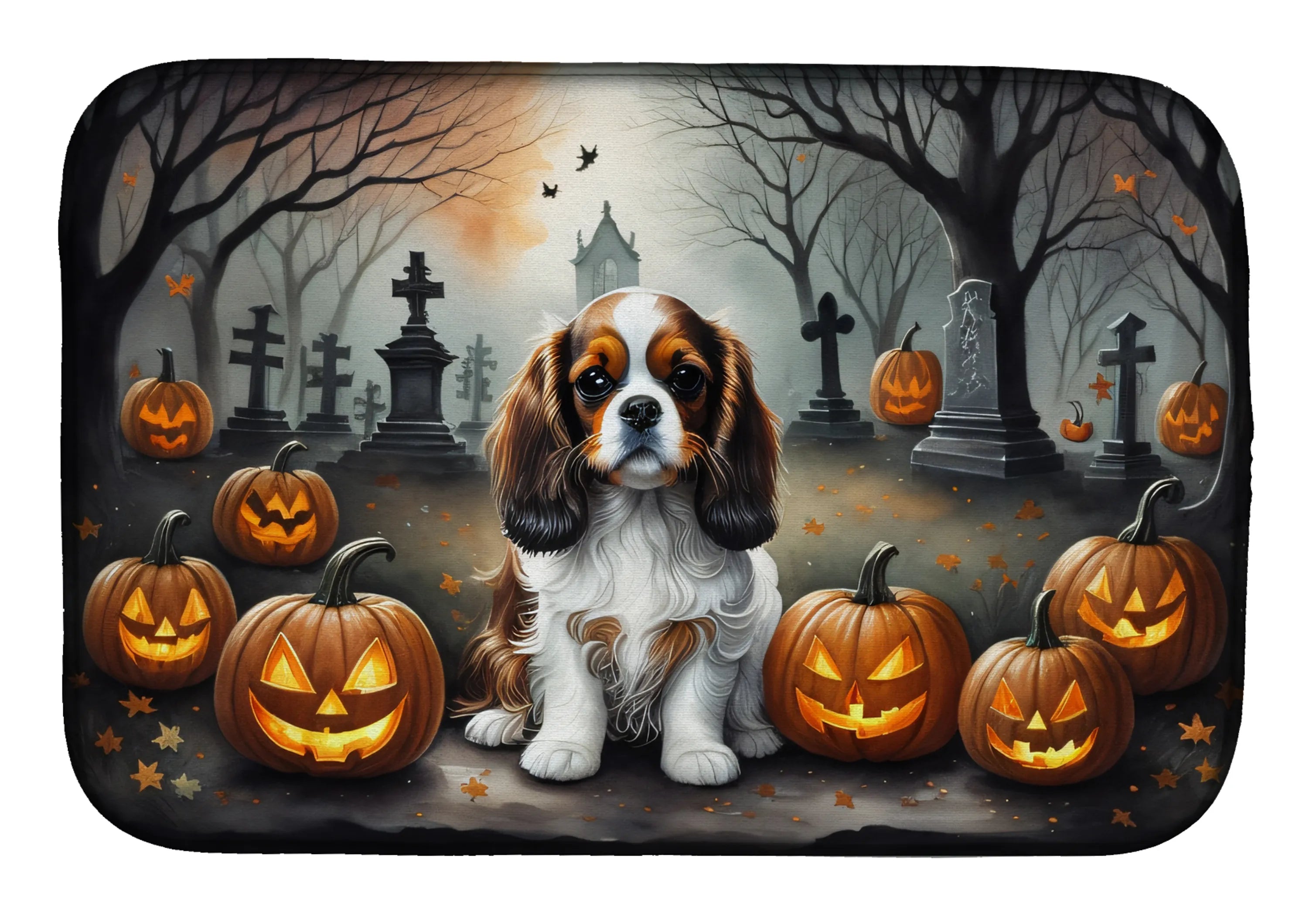 Spooky Halloween Dish Drying Mat - Size: 14  X 21" | Pack Of: 1 | Collection name: Spooky halloween