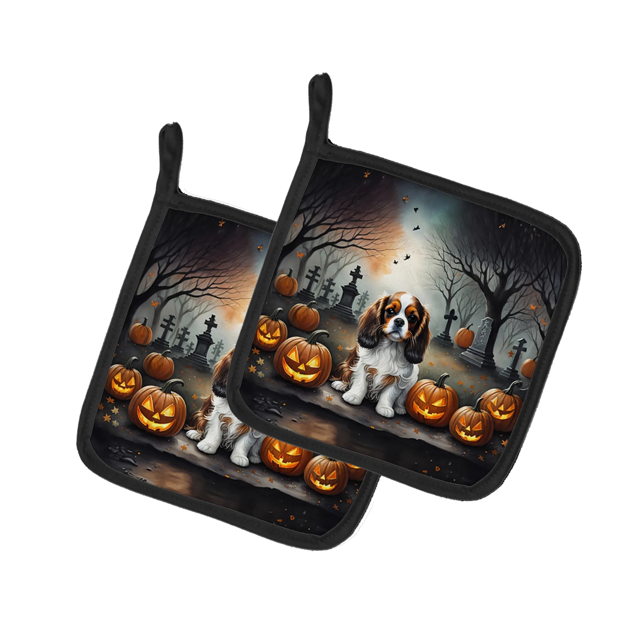 Spooky Halloween Pair of Pot Holders - Size: 7.5HX7.5W | Pack Of: 1 | Collection name: Spooky halloween