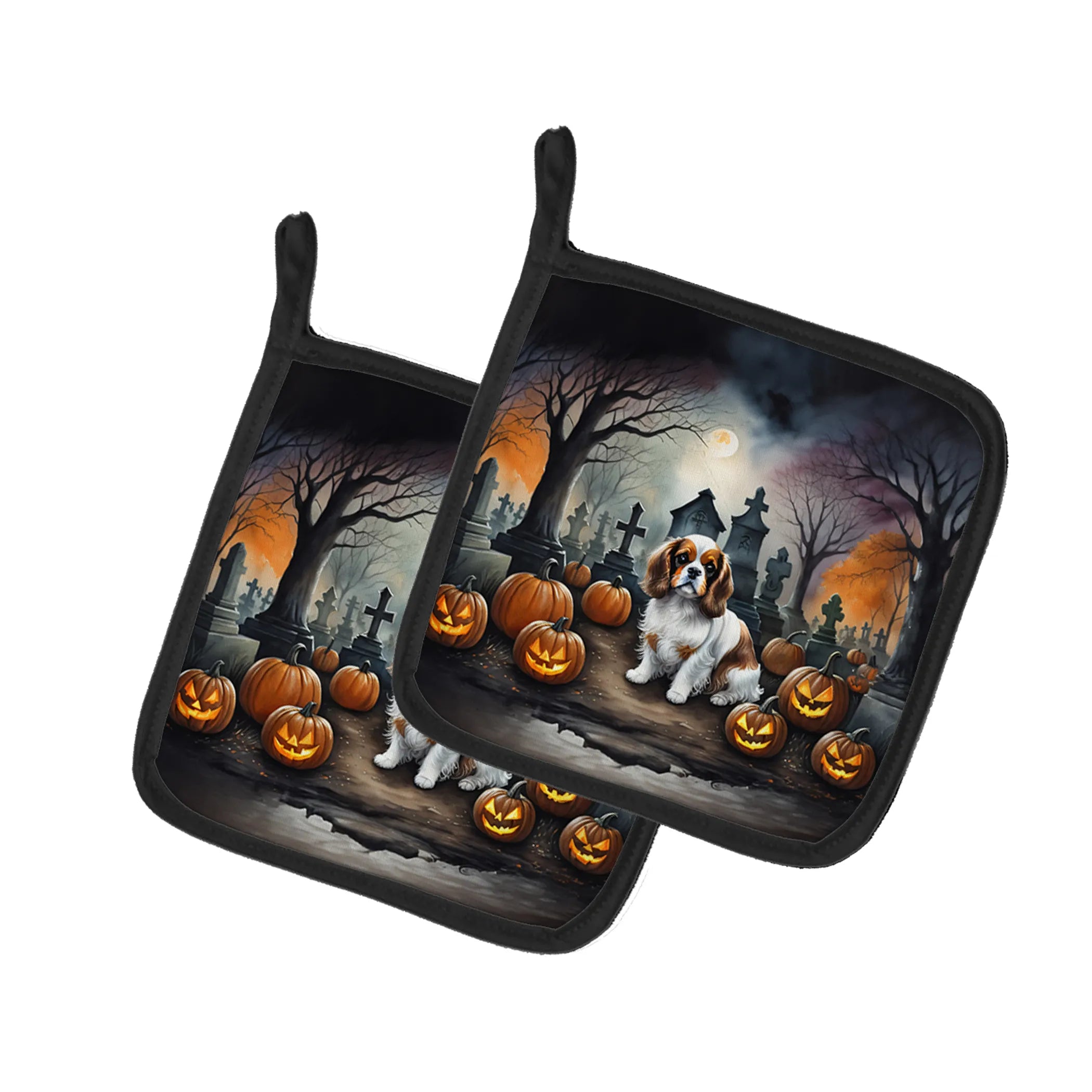Spooky Halloween Pair of Pot Holders - Size: 7.5HX7.5W | Pack Of: 1 | Collection name: Spooky halloween