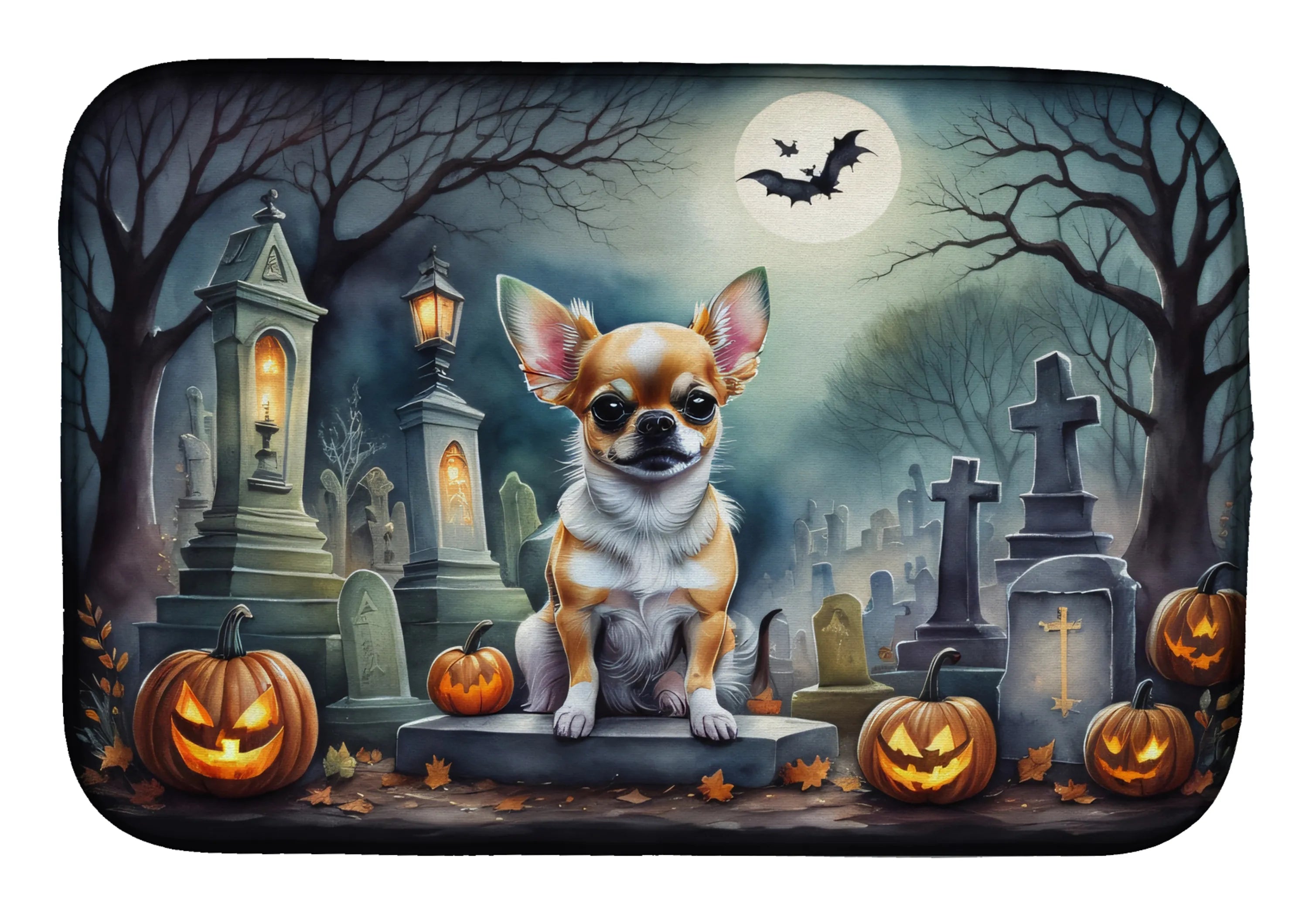 Spooky Halloween Dish Drying Mat - Size: 14  X 21" | Pack Of: 1 | Collection name: Spooky halloween