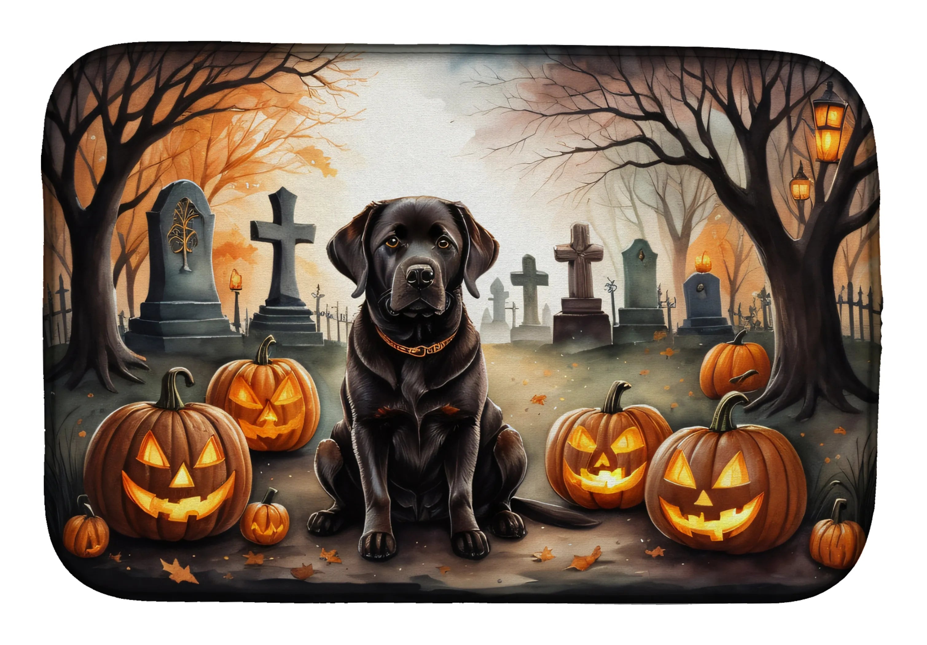 Spooky Halloween Dish Drying Mat - Size: 14  X 21" | Pack Of: 1 | Collection name: Spooky halloween